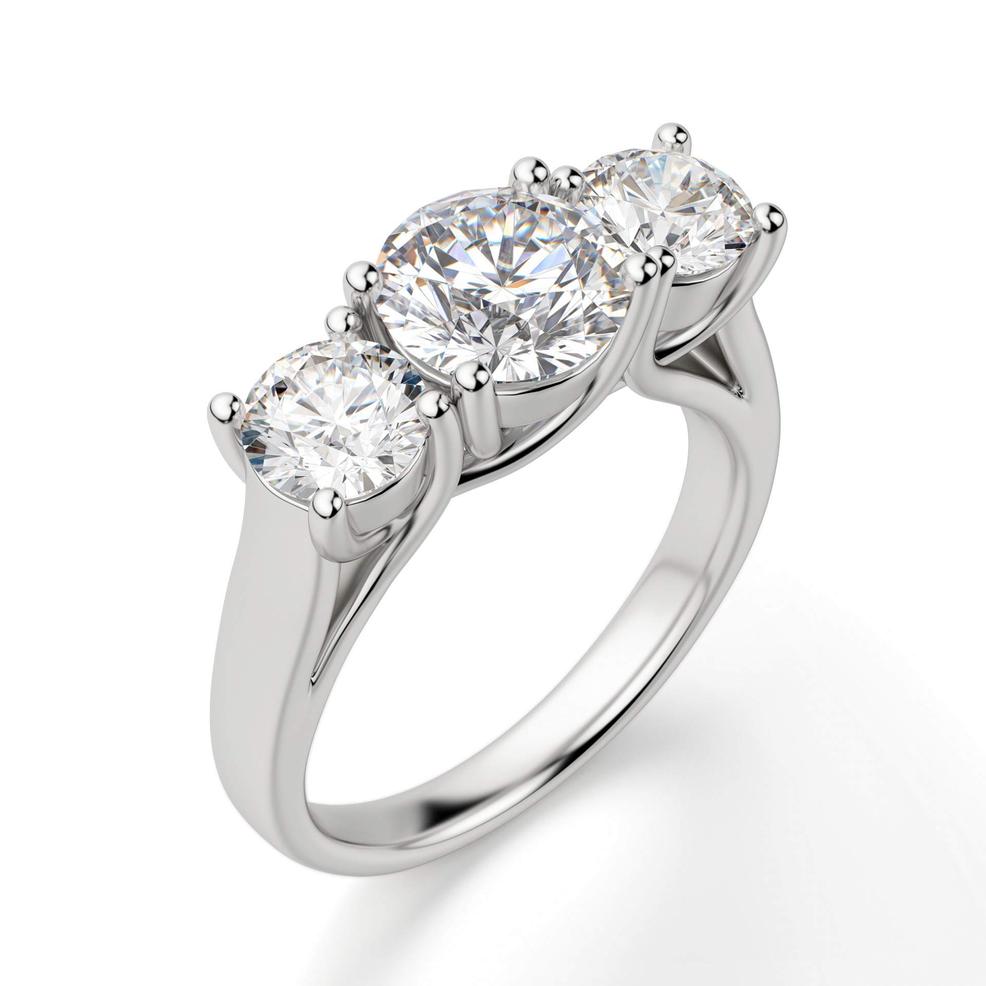 4.0TCW Round Cut Moissanite Engagement Ring - VVS1 Colorless 3 Stone Solitaire Wedding Band for Women | Anniversary, Promise, Birthday Gift | Perfect for Proposals, Bridal Jewelry & Special Occasions
