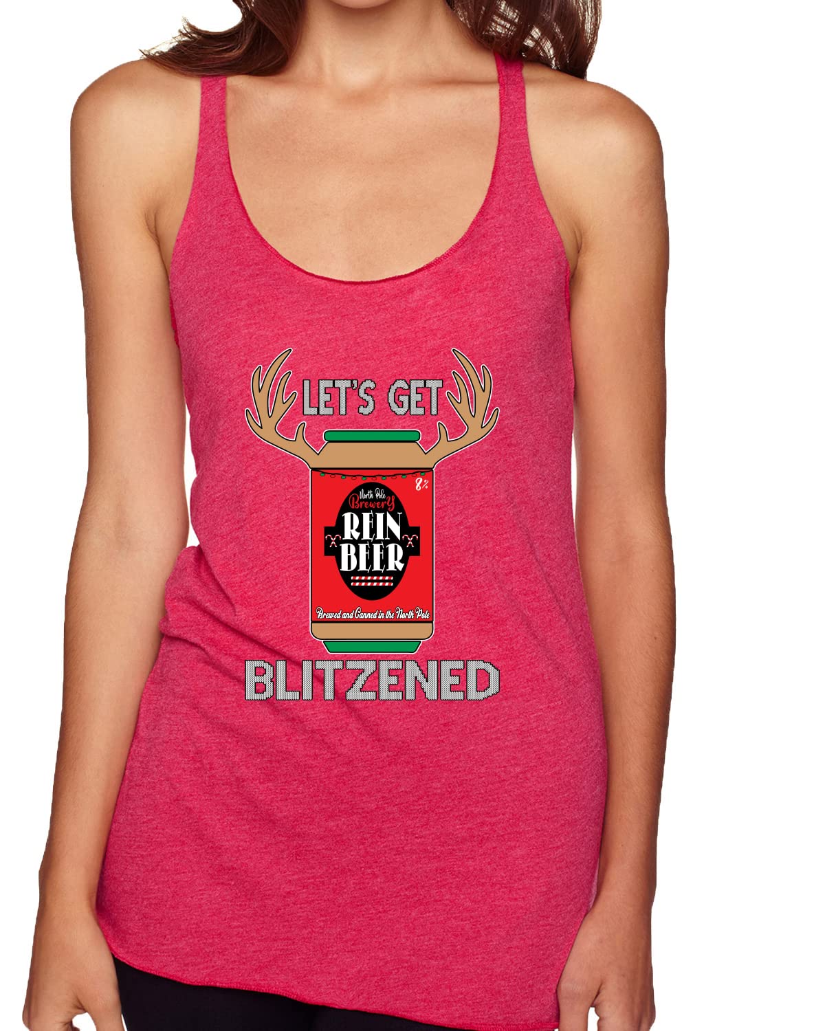 Let's Get Blitzened Christmas Tri-Blend Racerback Tank Top - Festive Holiday Party Outfit for Women | Comfortable & Stylish Seasonal Apparel