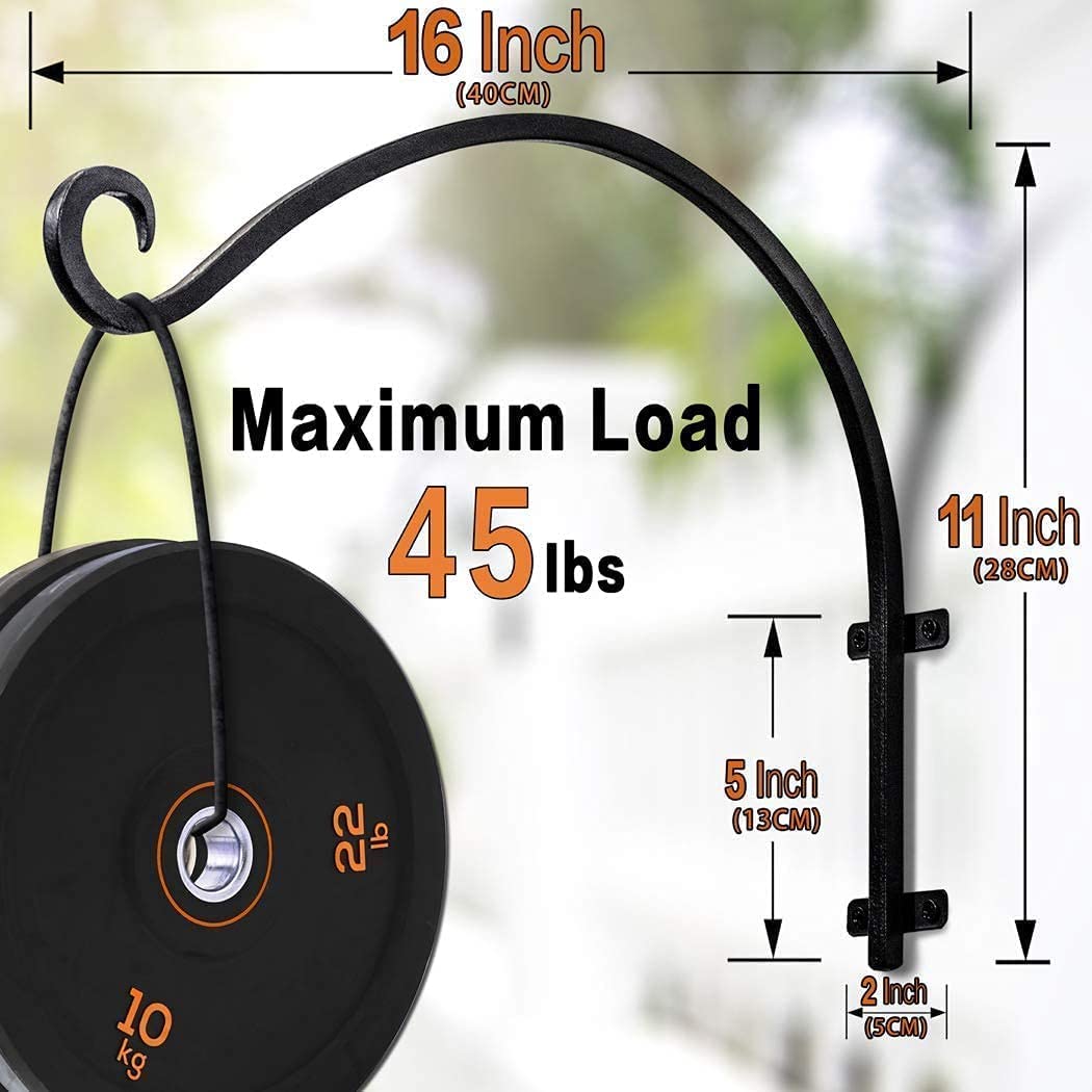 2 Pack Heavy Duty Outdoor Bird Feeder Brackets - 16 Inch Metal Wall Hooks for Hanging Planters, Flower Baskets & Bird Feeders - Perfect for Garden, Patio & Balcony Decor