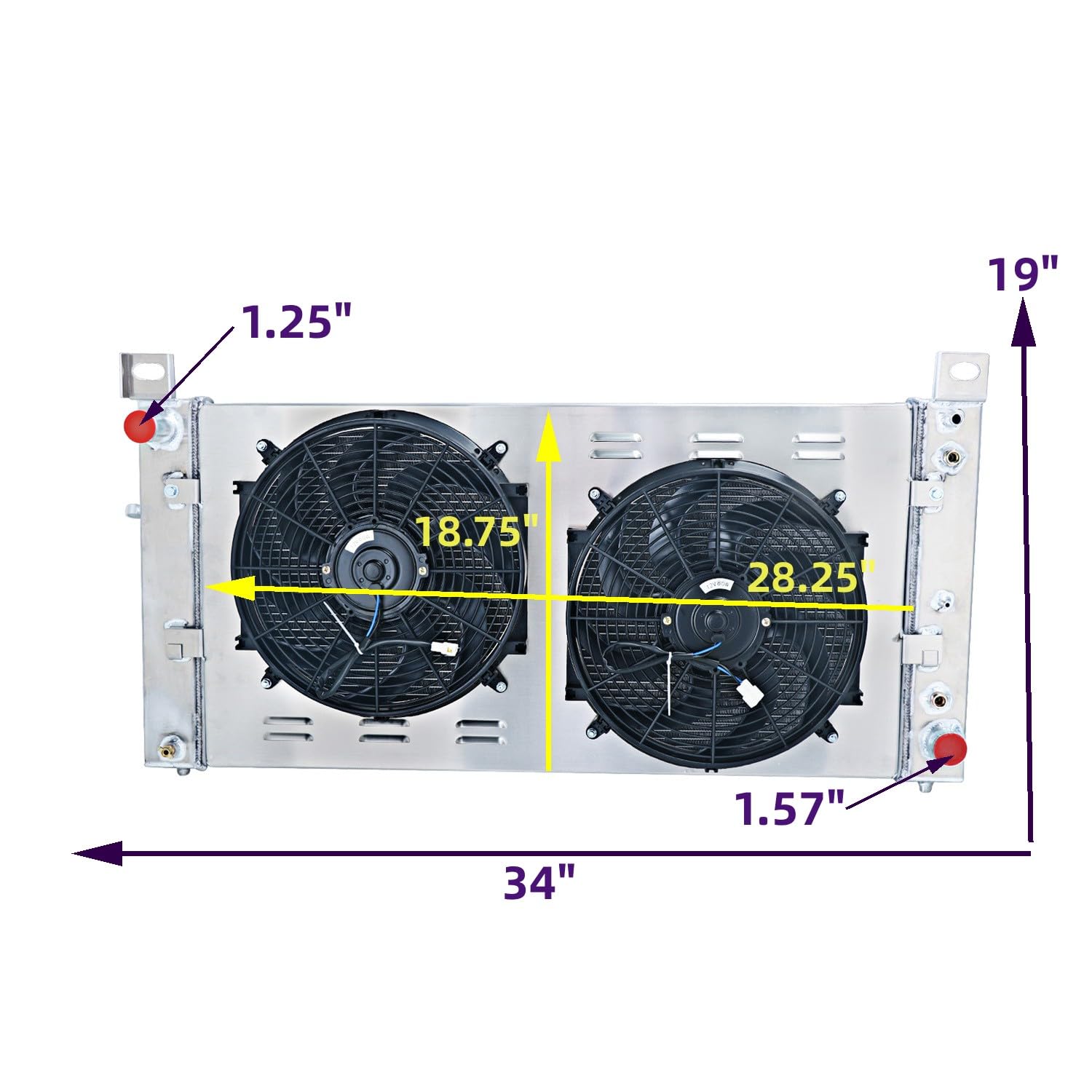 ColQuee CU2370 All Aluminum Radiator with Dual 14