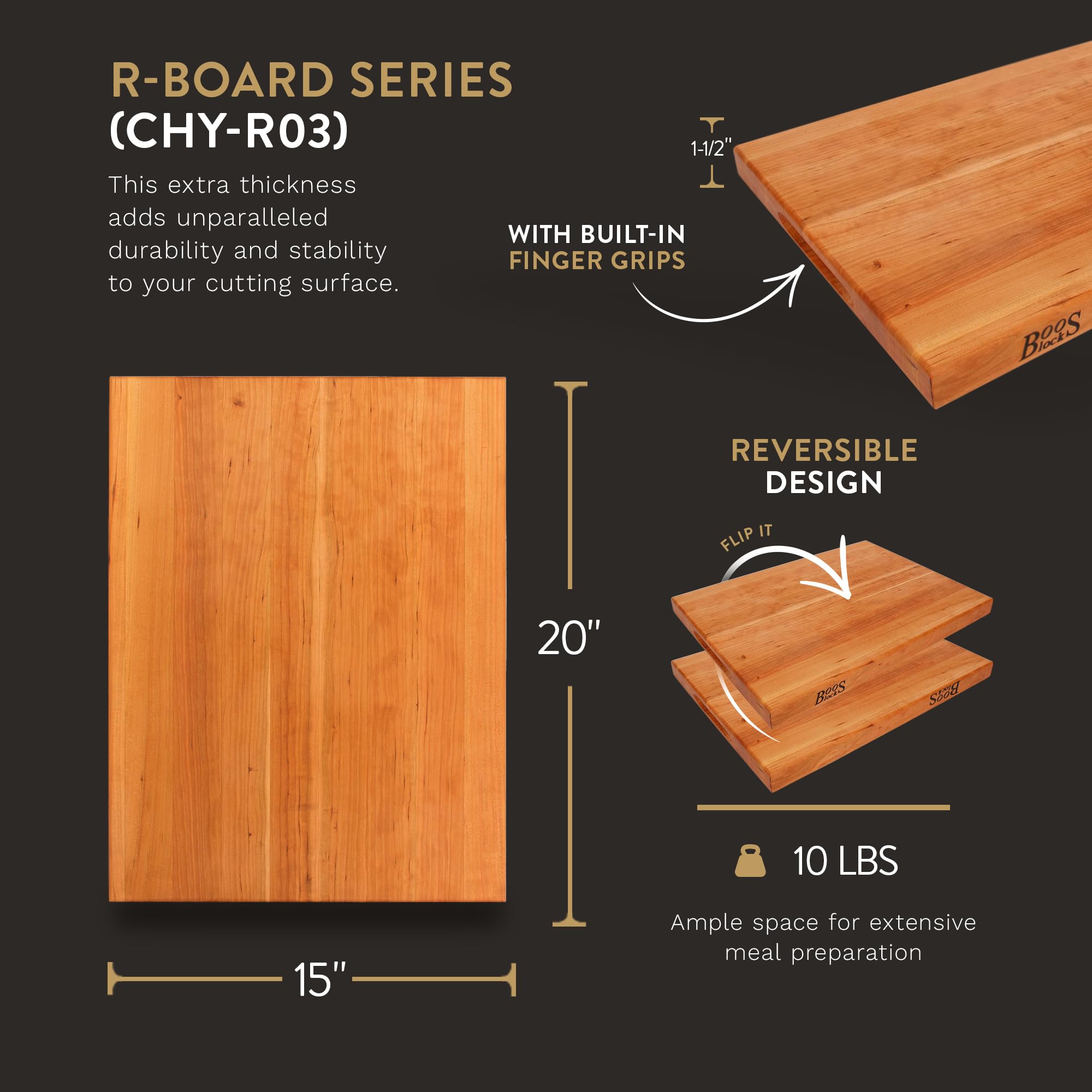 John Boos Block Large Reversible Wood Cutting Board with Oil Finish - 20