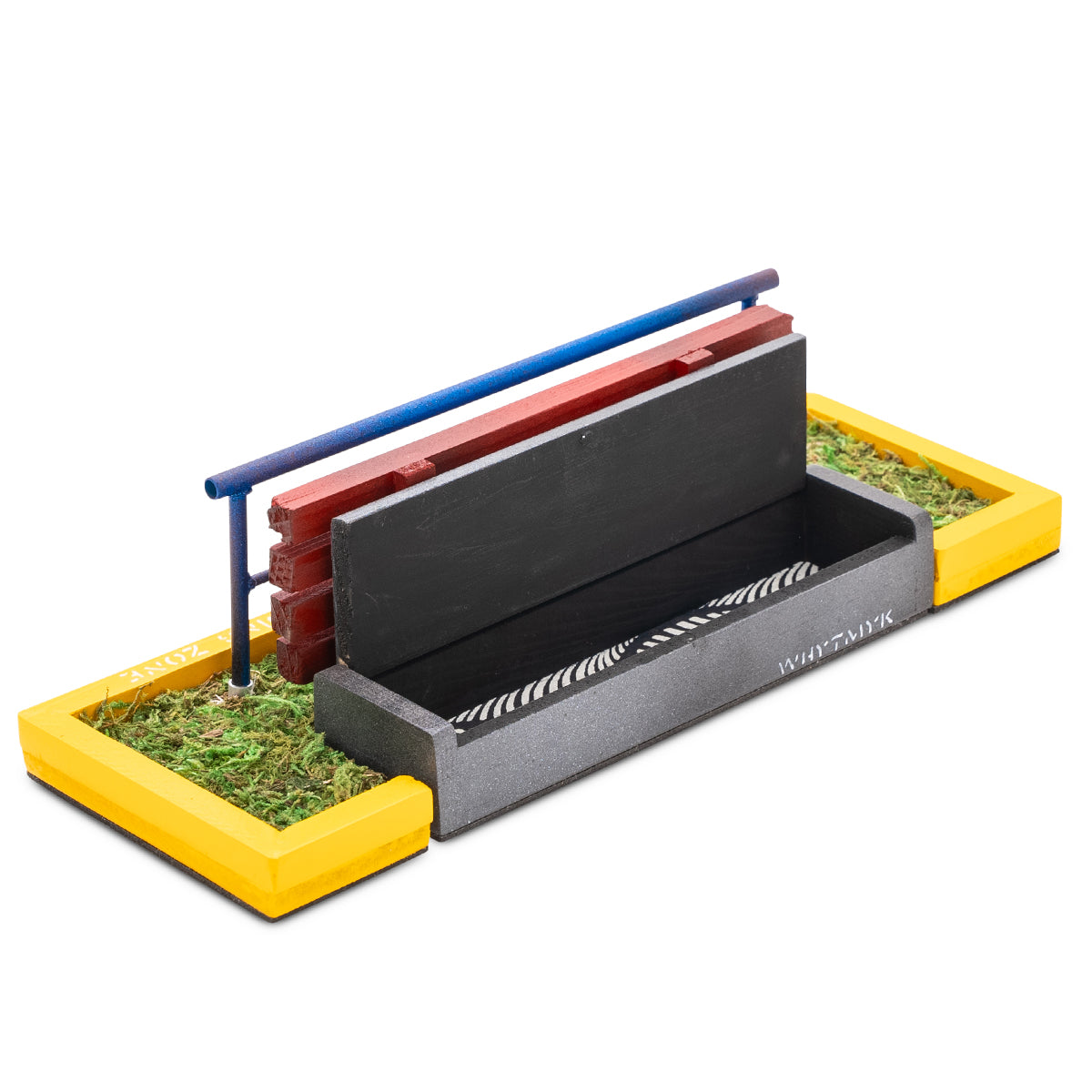 WhytMyk Concrete Fingerboard Ramp with Bench Spot and Rail - Perfect for Skateboard Finger Training and Indoor Skate Park Setup