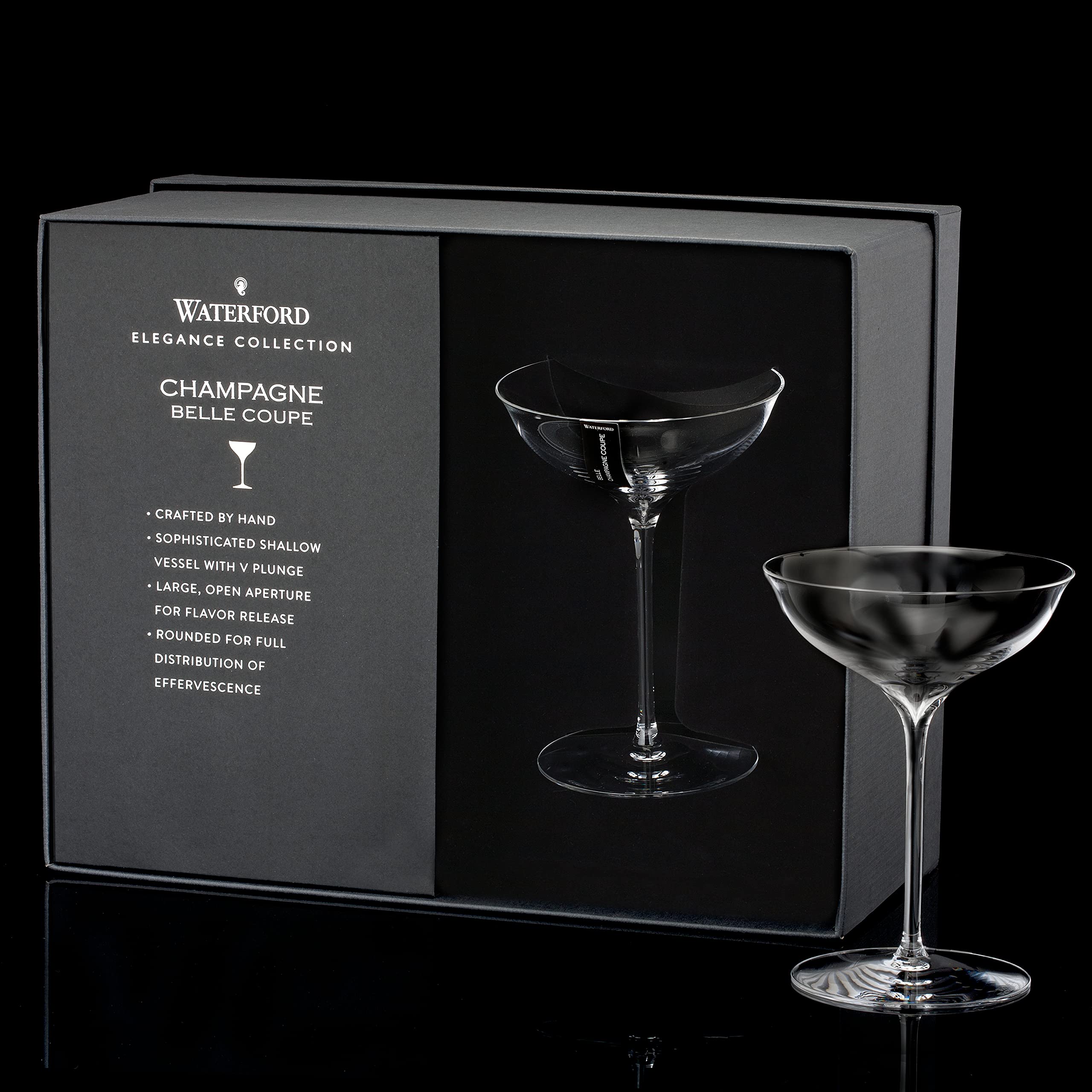 Waterford Personalized Elegance Champagne Belle Coupe Glasses - Set of 2 Engraved Crystal Coupes for Champagne, Sparkling Wine & Cocktails | Wedding Toast, Anniversary Gift & Romantic Dinner Party Glassware