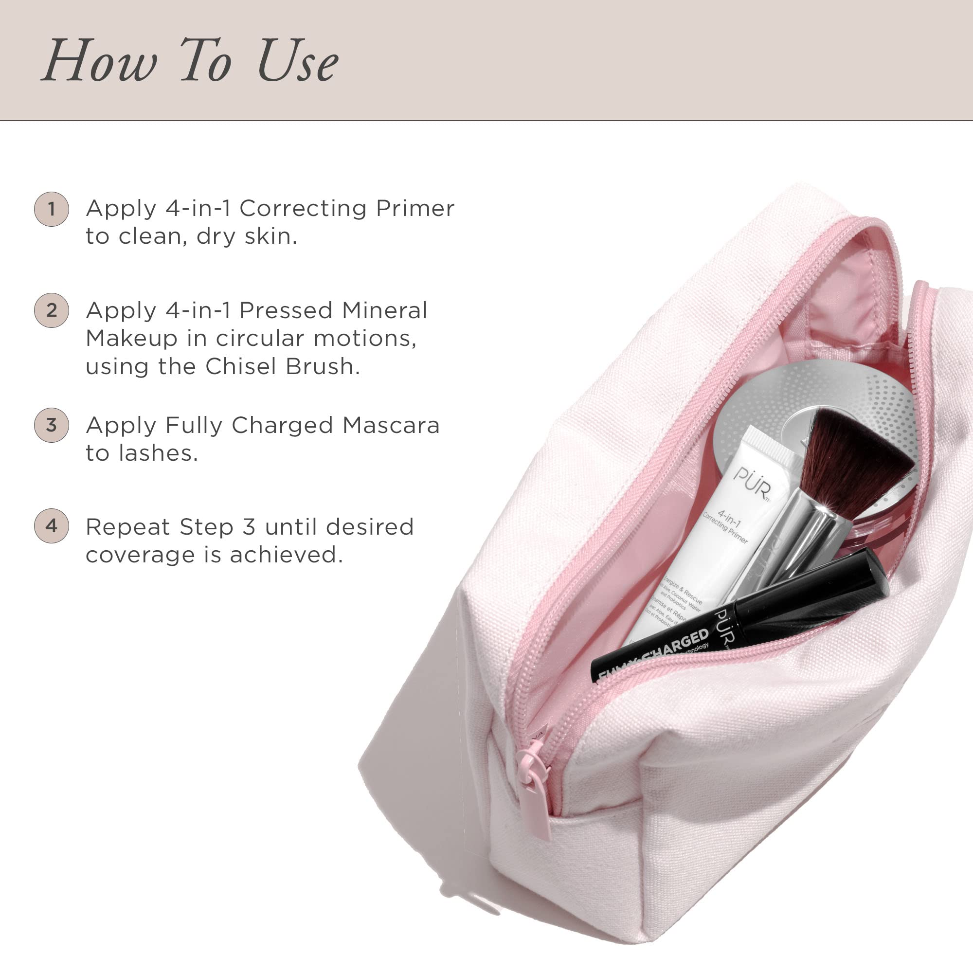 PÜR Multitasking Essentials Best Sellers Kit - 4-in-1 Makeup Set for Flawless Skin | Foundation, Concealer, Primer & Highlighter | Perfect for Daily Use, Special Occasions & Travel