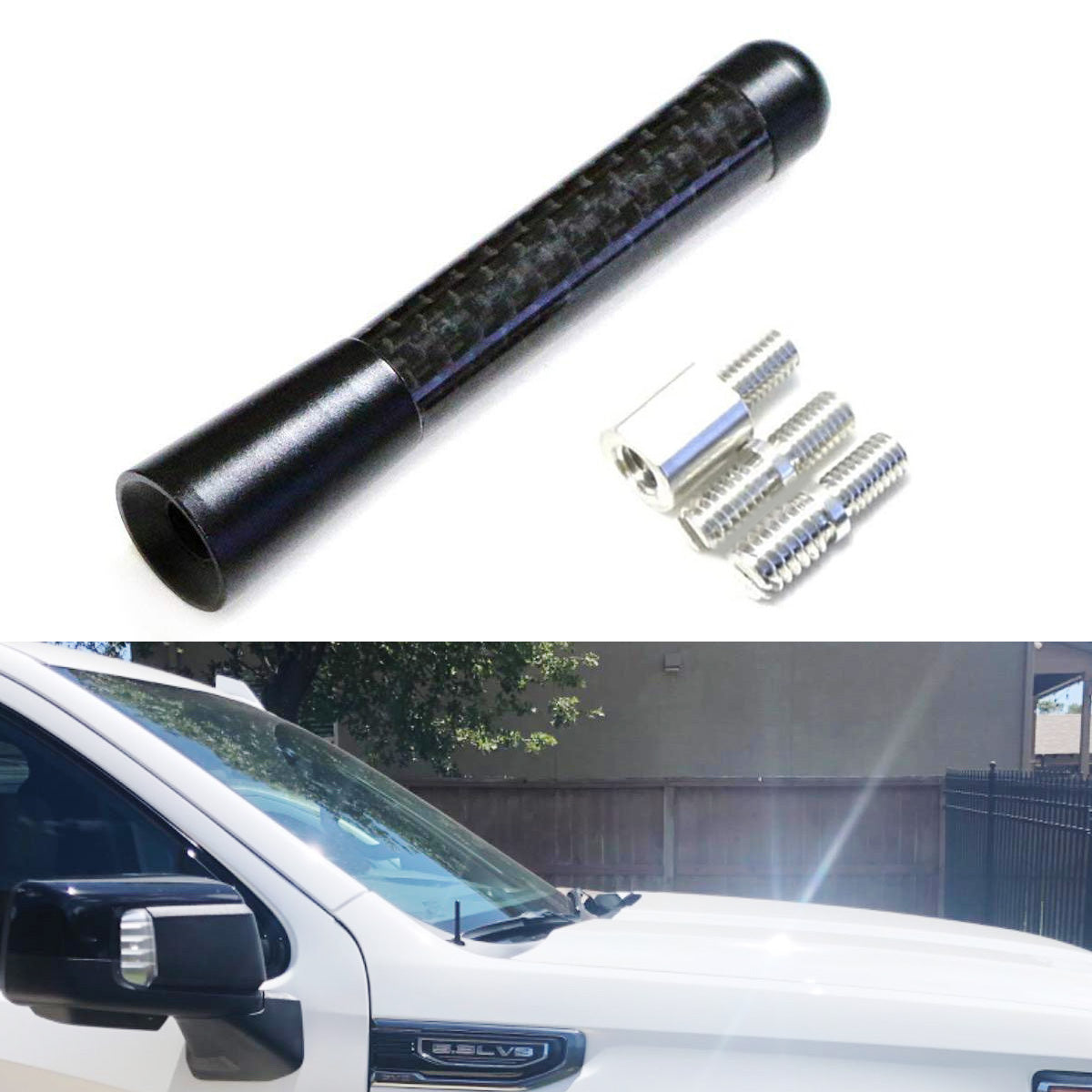 3 Inch Carbon Fiber Short Antenna Topper for Chevy/GMC/Dodge/Ford/Toyota Trucks - Durable Car Accessory for Improved Radio Signal & Stylish Look - Perfect for Off-Roading, Daily Commuting & Truck Enthusiasts