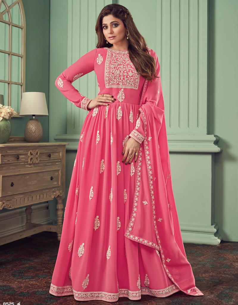 Elegant Baby Pink Anarkali Style Suits in Real Georgette Fabric for Women - Perfect for Weddings, Parties & Festive Occasions