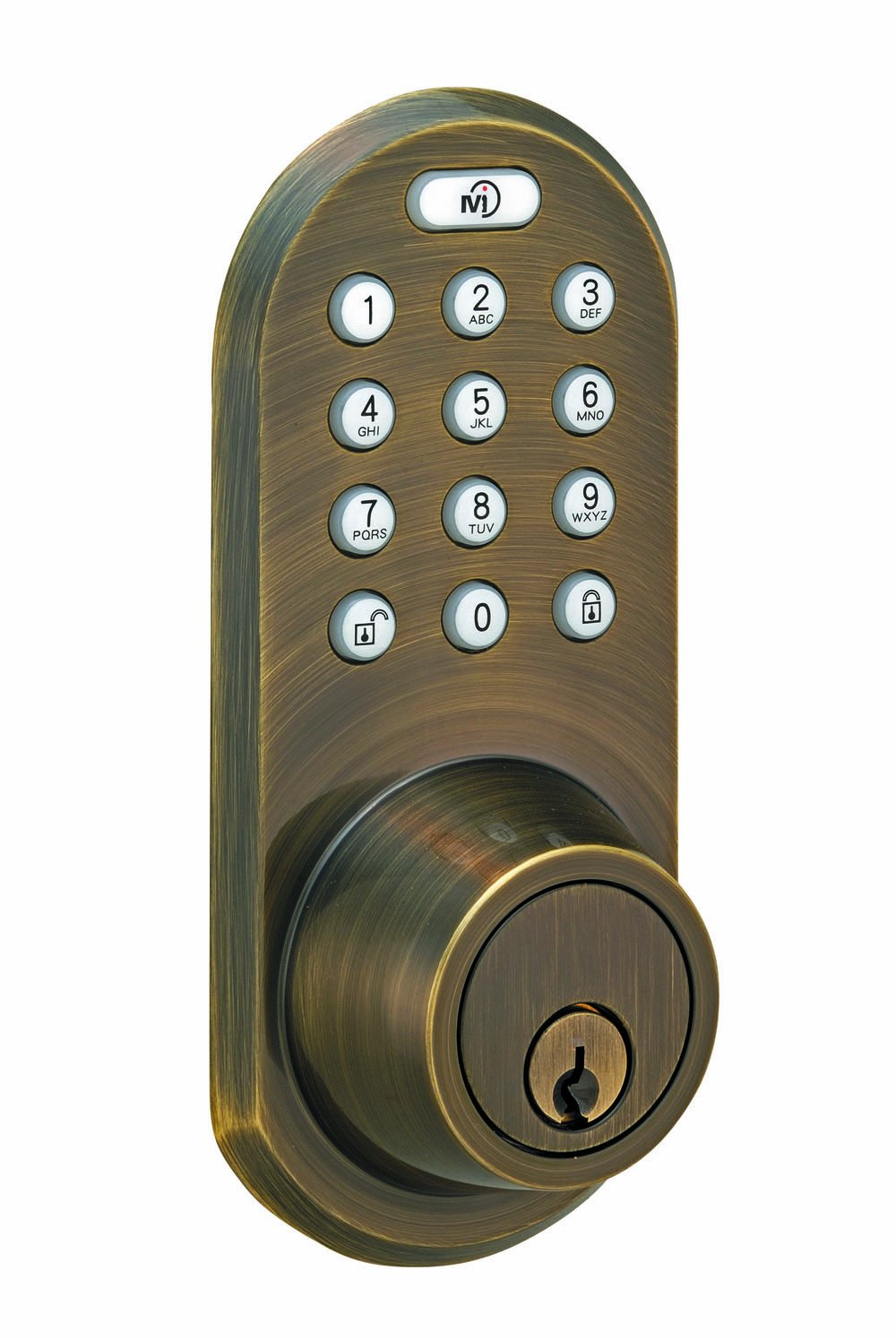 INC QF-01AQ 3-in-1 Smart Deadbolt Lock - Keyless Entry, Remote Control & Touchpad - Antique Brass Finish - Secure Your Home Office, Vacation Rental or Airbnb Property