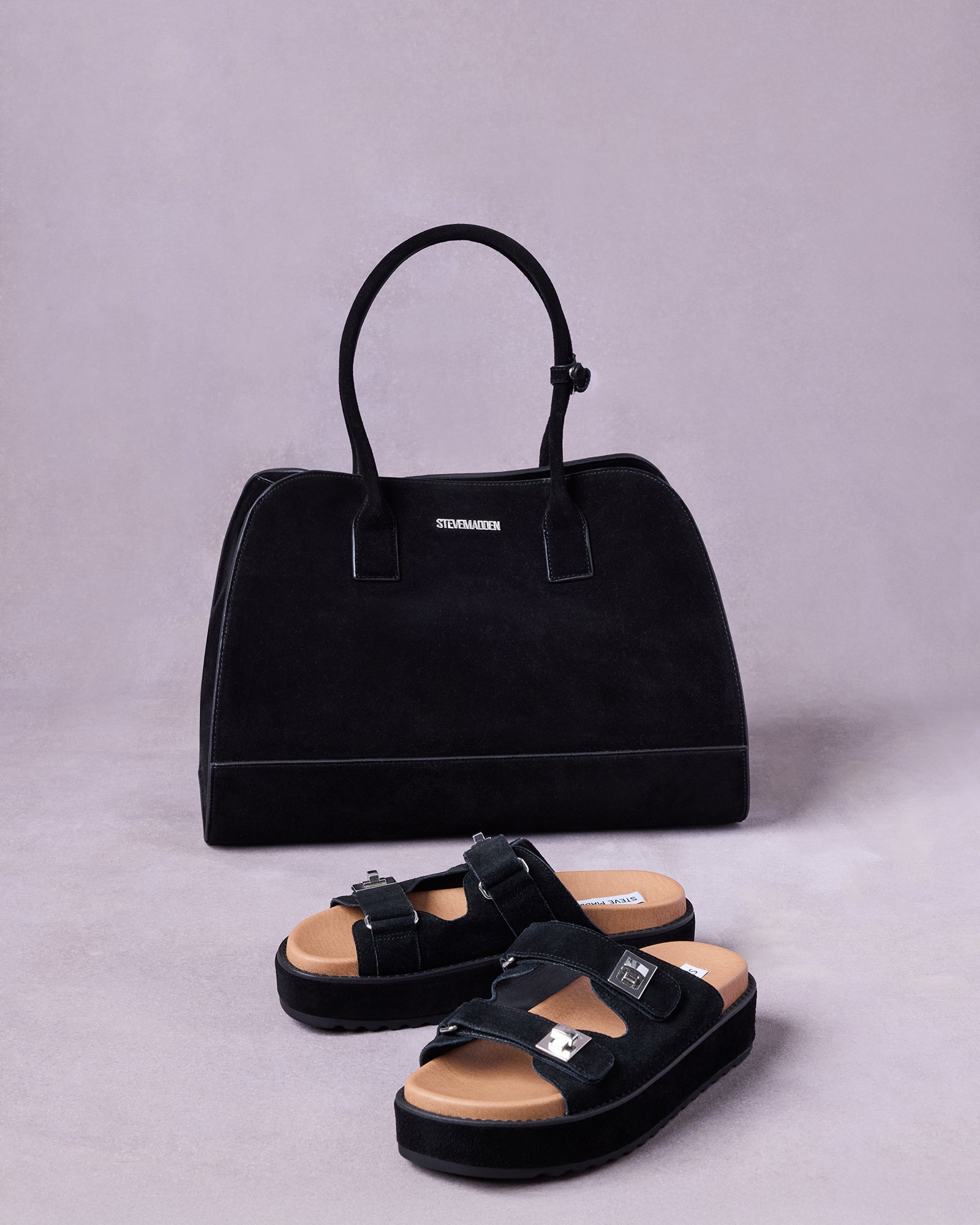 BIGSCHMONA Women's Comfortable Sandals & HEIDEE Stylish Shoulder Bag - Black Bundle Set for Summer Outfits, Beach Vacations, and Casual Wear