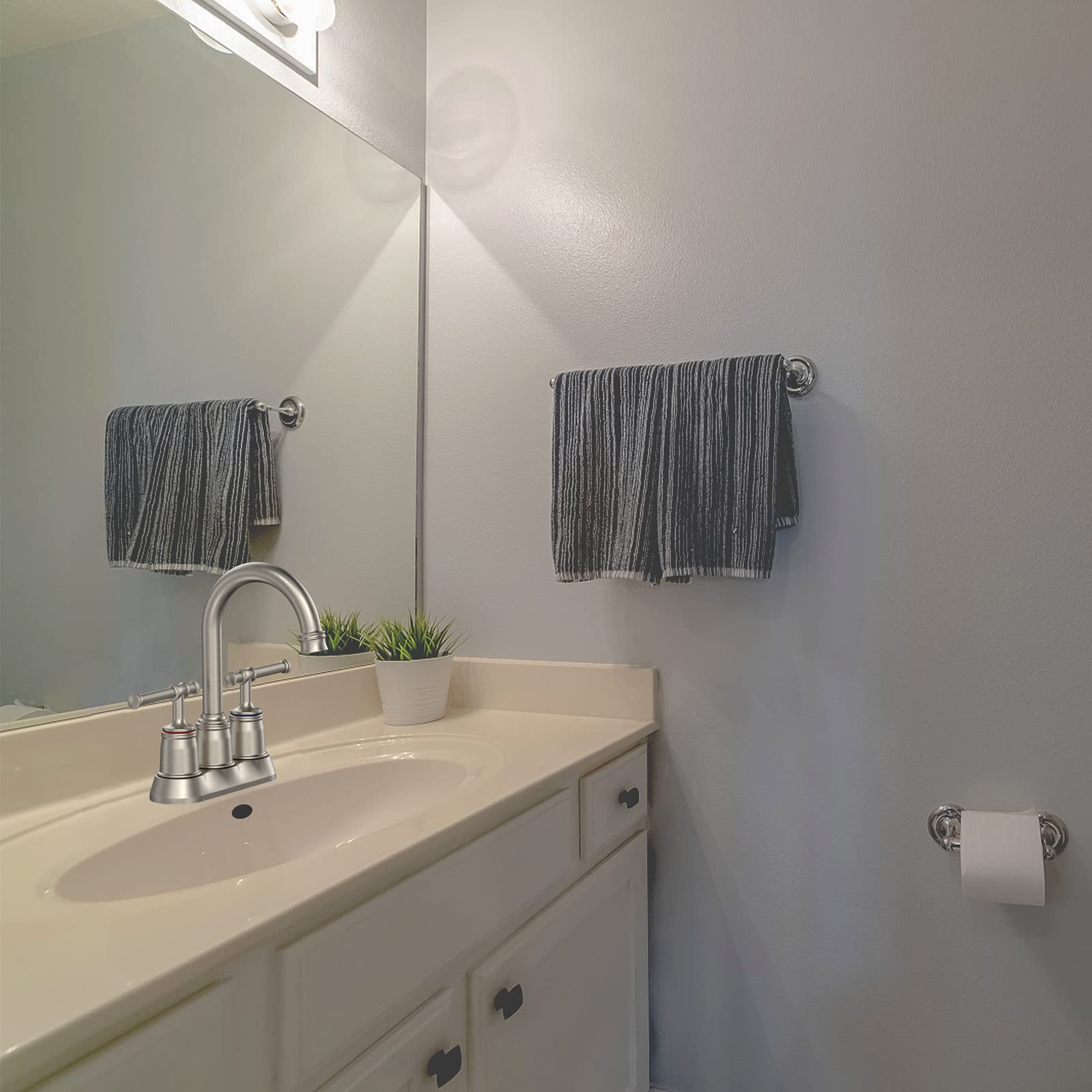 GARVEE 4-Inch Centerset Bathroom Faucet - 2 or 3 Hole Installation - Brushed Nickel Finish - Perfect for Vanity Sinks & Powder Rooms