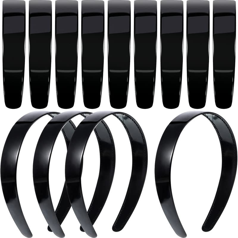 BELICIA Black Plain Plastic Headbands with Teeth - 6 Pack Non-Slip Hair Accessories for Women & Girls - Perfect for DIY Crafts, Sports, Workouts and Everyday Styling