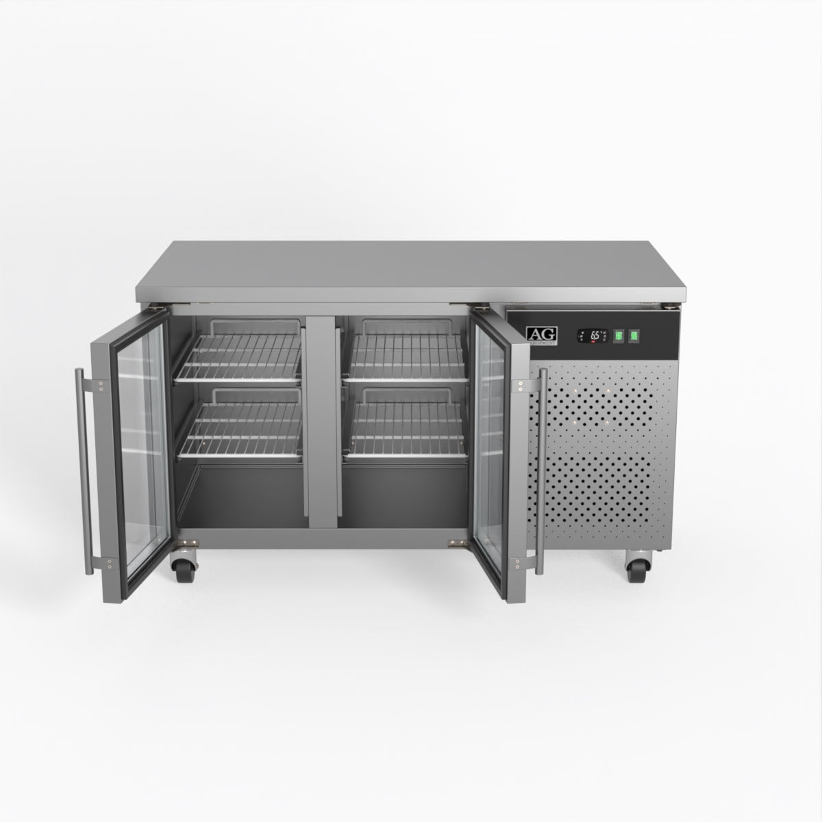 Commercial Glass Door Refrigerator - 2 Door Under Counter Display Fridge 700mm Depth for Restaurants, Cafes & Retail Stores