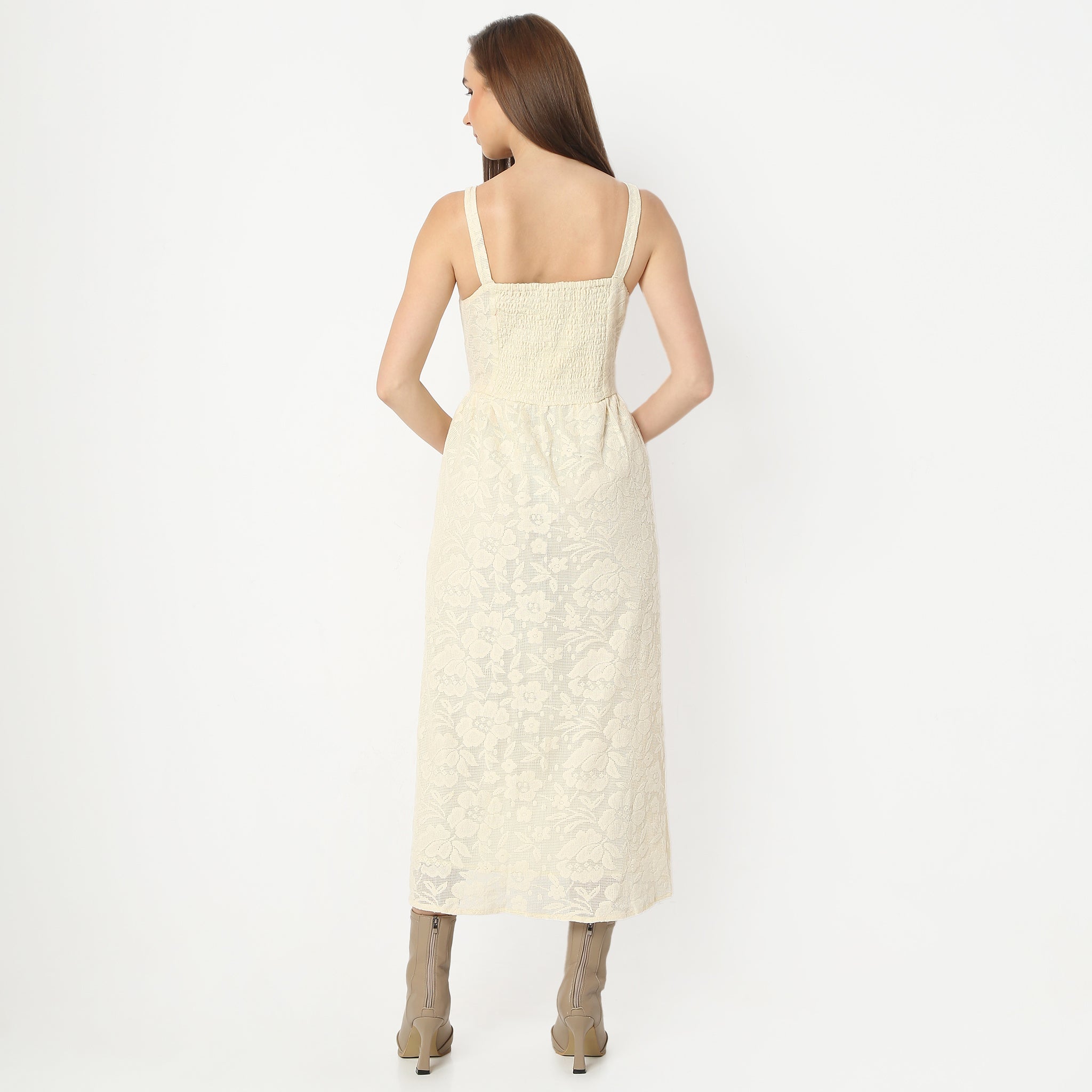 Flare Fit Embellished Below Knee Square Neck Sleeveless Dress for Women | Elegant Party & Cocktail Attire | Perfect for Weddings, Date Nights & Special Occasions