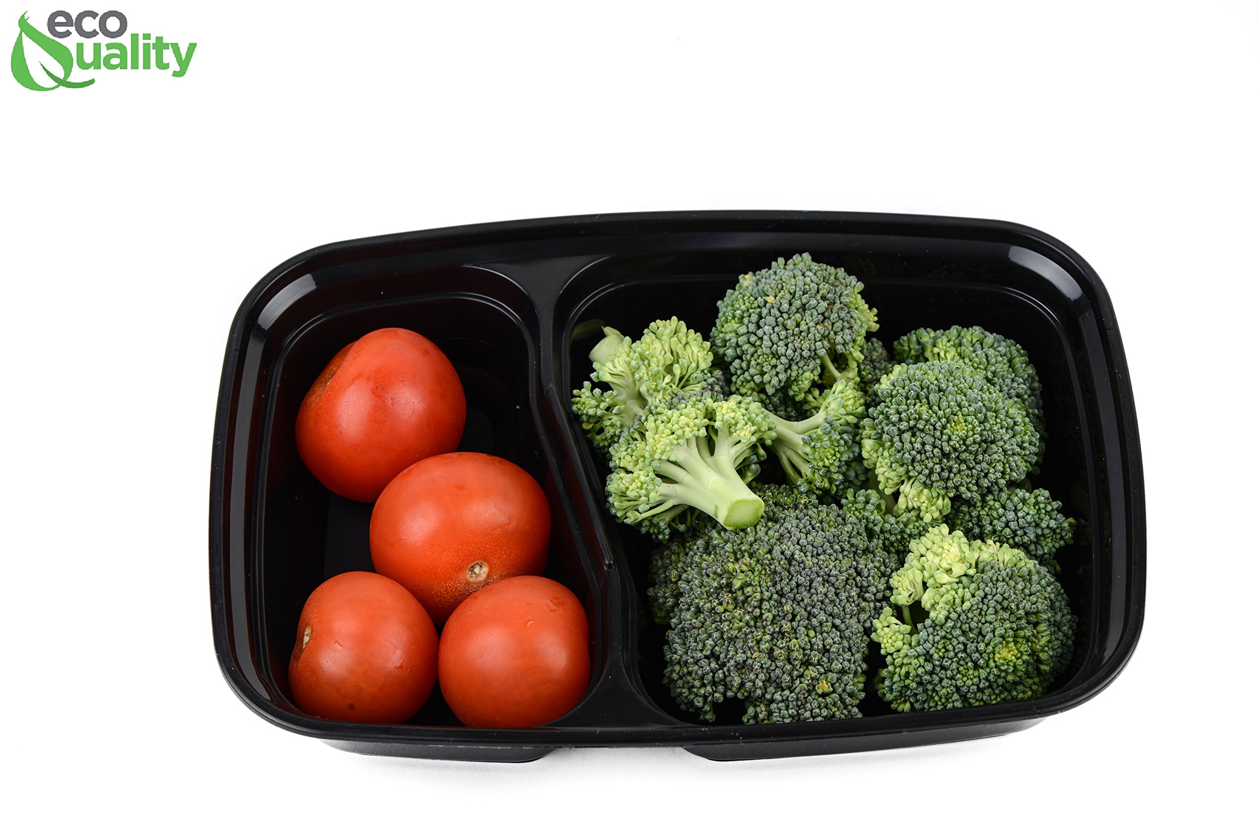 EcoQuality 100-Pack 28oz Bento Meal Prep Containers with Lids - 2 Compartment Reusable Food Storage Containers | BPA Free, Stackable, Microwave/Dishwasher/Freezer Safe | Perfect for Lunch Boxes, Meal Prepping & Leftovers