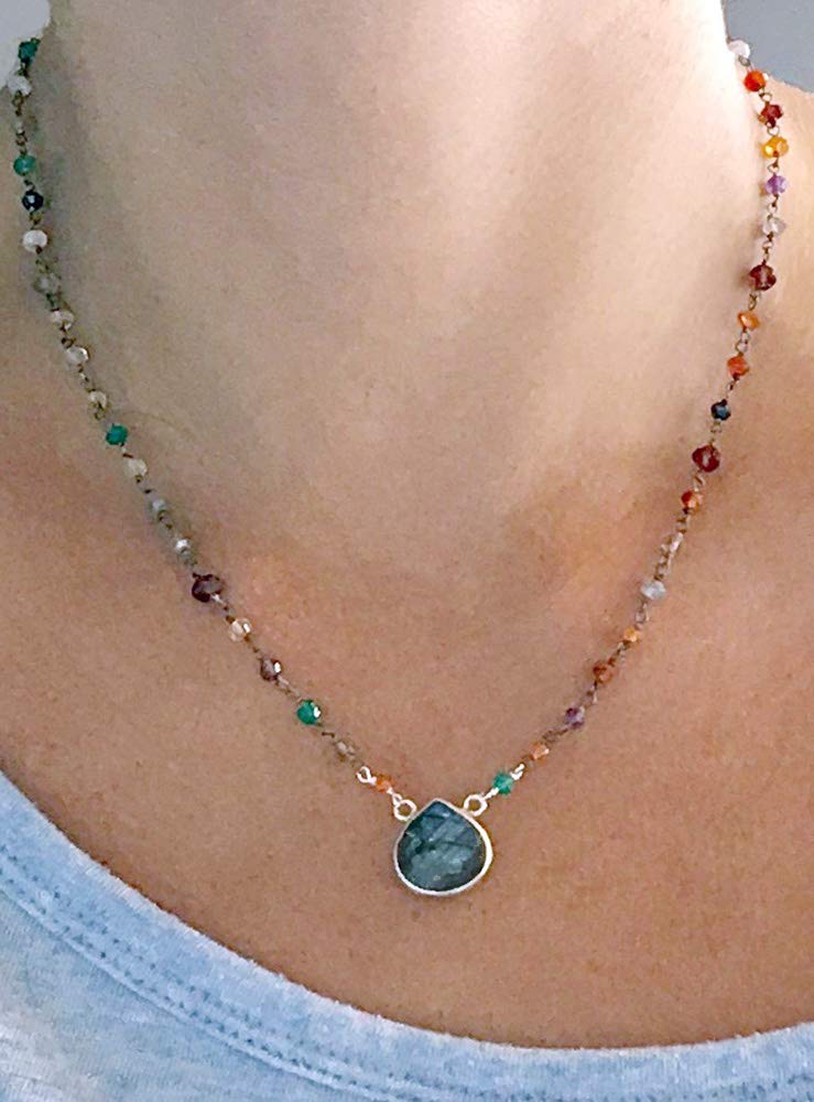 Labradorite Multicolor Gemstone Necklace for Women | Healing Crystal Jewelry for Spiritual Protection & Energy Balance | Perfect for Meditation, Yoga & Everyday Wear