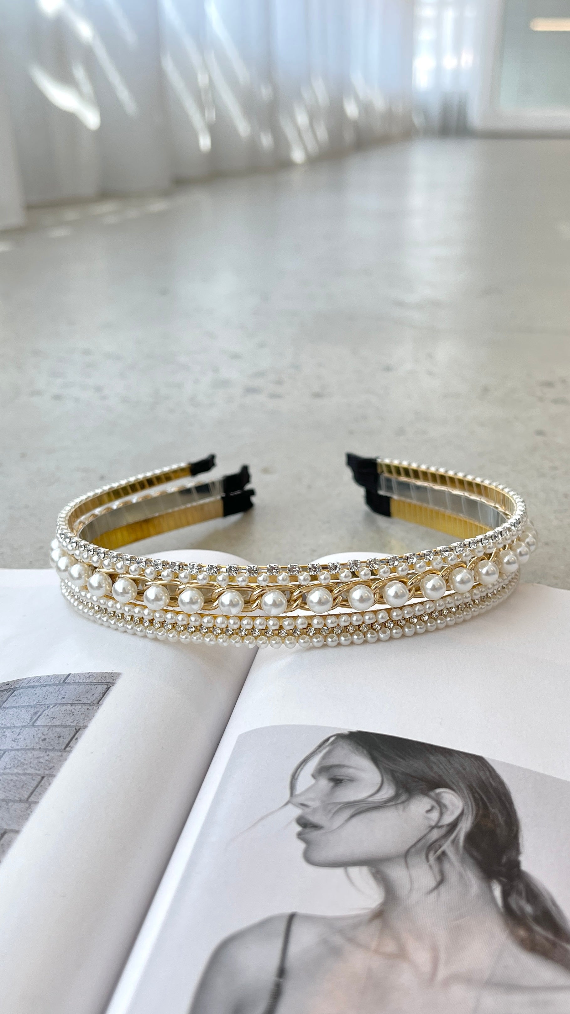 Andrea Pearl Headband Set - Elegant Hair Accessories for Women, Bridal, Party & Everyday Wear