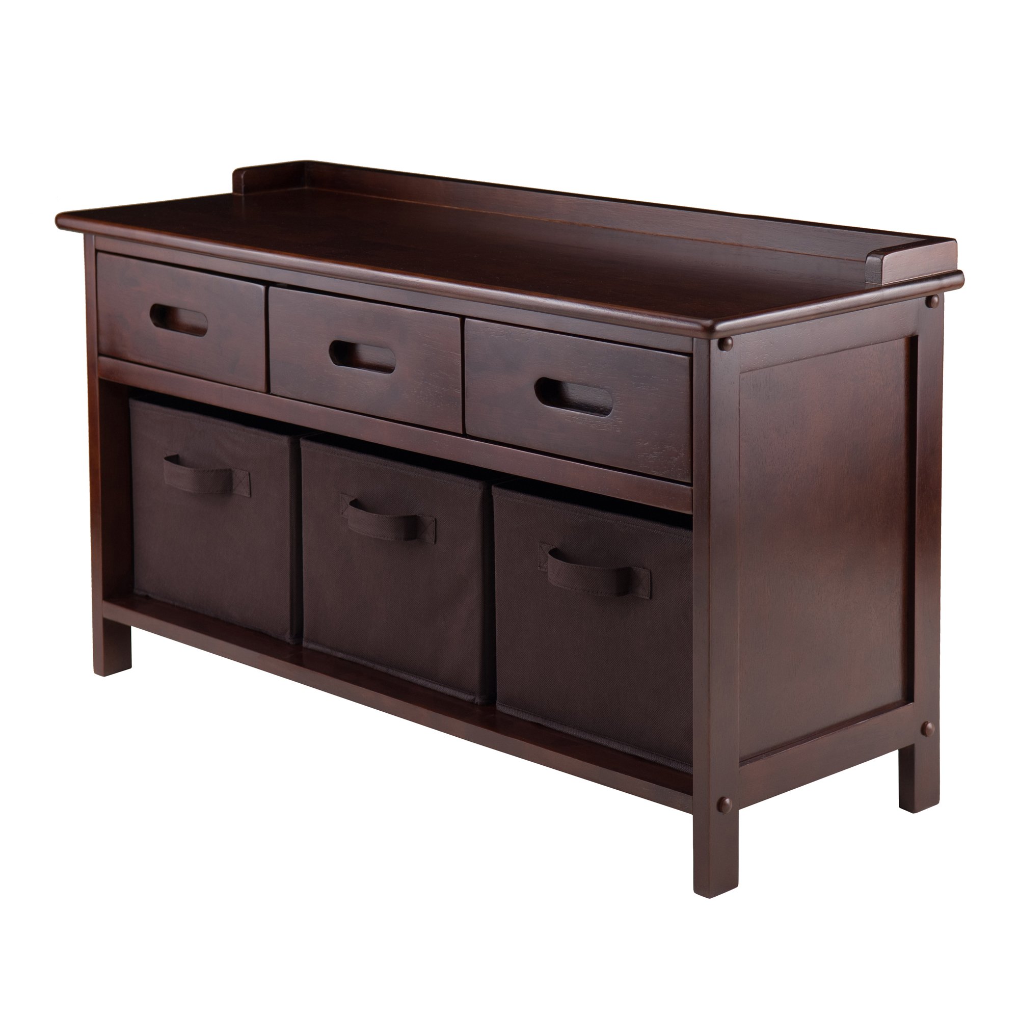 Winsome Adriana Walnut Bench with Basket for Home Decor