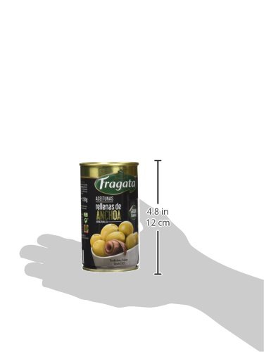 Fragata Green Olives Stuffed with Anchovies - Gourmet Spanish Olives with Anchovy Filling, 12.3oz (350g) - Perfect for Charcuterie Boards, Tapas, and Mediterranean Recipes