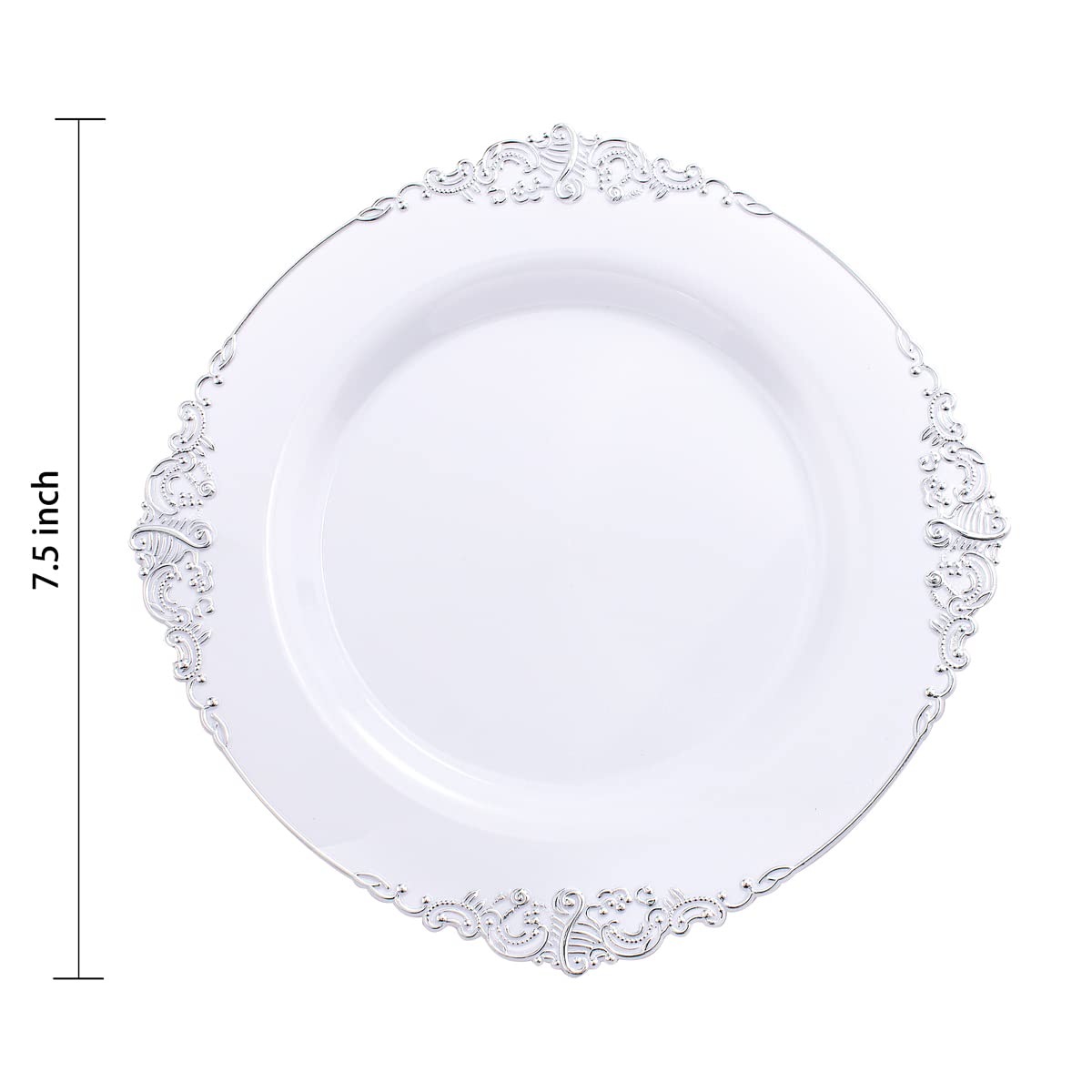 Hioasis 200-Pack Silver Plastic Plates & White with Silver Disposable Plates - 10.25 Inch & 7.5 Inch Elegant Dinnerware - Perfect for Christmas, Wedding, Party & Holiday Gatherings - Ideal for Buffets, Catering & Outdoor Events