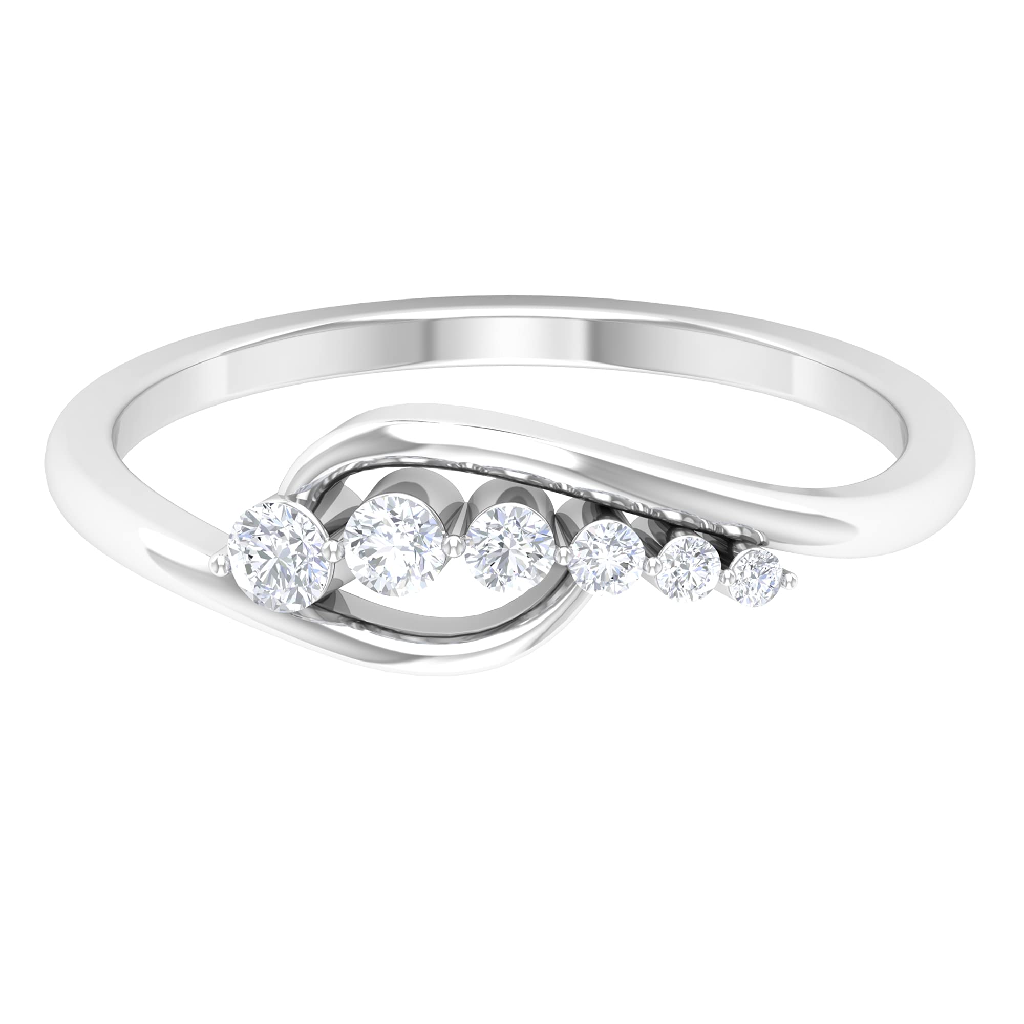 1/4 CT Certified Diamond Promise Ring for Women - 14K Solid Gold Bypass Graduated Style Engagement Ring | Perfect for Anniversaries, Proposals & Special Occasions