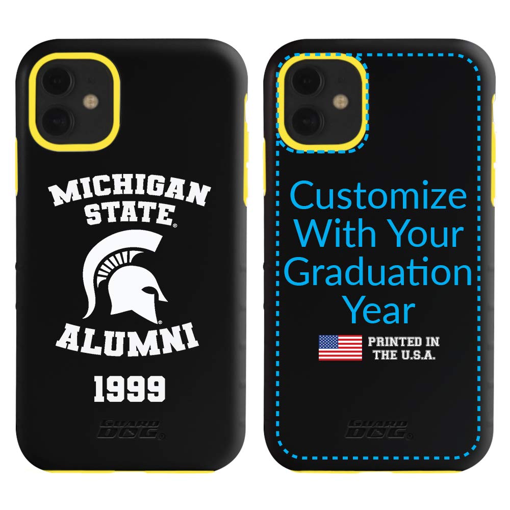 Guard Dog Collegiate Hybrid Case for iPhone 11 - Personalized Alumni - Michigan State Spartans - Black - Durable Protective Phone Cover for College Fans - Perfect for Game Days, Campus Life & Spartan Pride