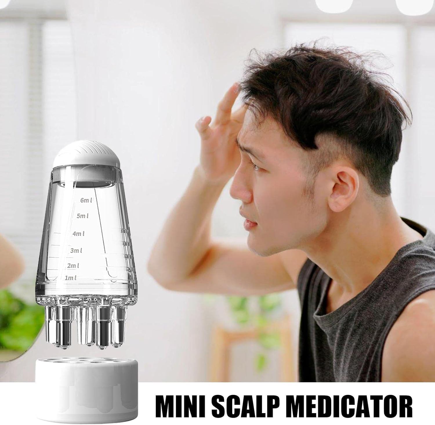 MRIYA 6ml Mini Portable Hair Oil Applicator Bottle - Essential Oil Roller Ball Scalp Massage Comb for Hair Growth Treatment, Travel-Friendly Hair Root Applicator for Oils & Serums (Perfect for Home, Travel & Salon Use)