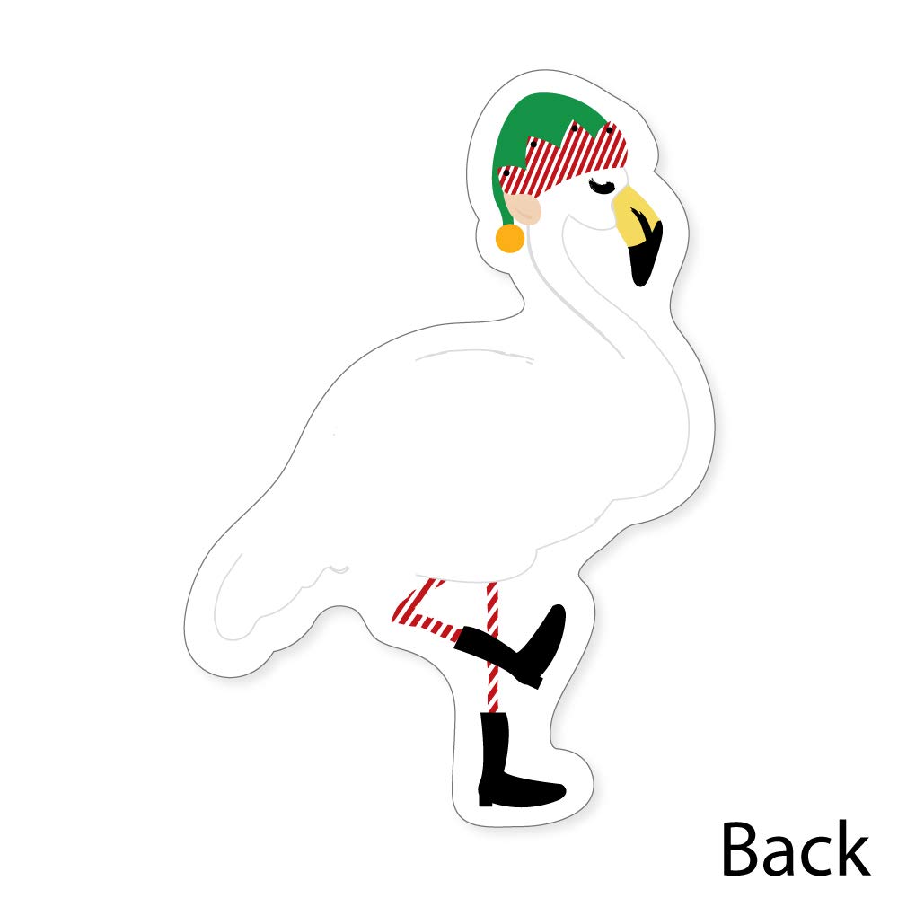 Big Dot of Happiness Flamingle Bells Shaped Thank You Cards - 12 Tropical Christmas Party Thank You Notes with Envelopes - Perfect for Holiday Gifts, Office Appreciation & Festive Greetings