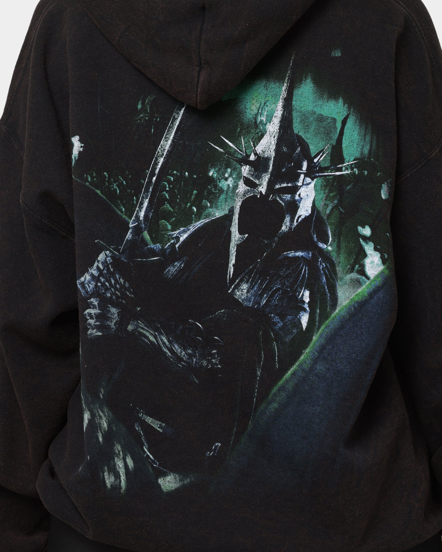 Vintage Lord of the Rings Witch King of Angmar Hoodie - Washed Black | American Thrift | Perfect for Cosplay, Halloween & Fantasy Fans