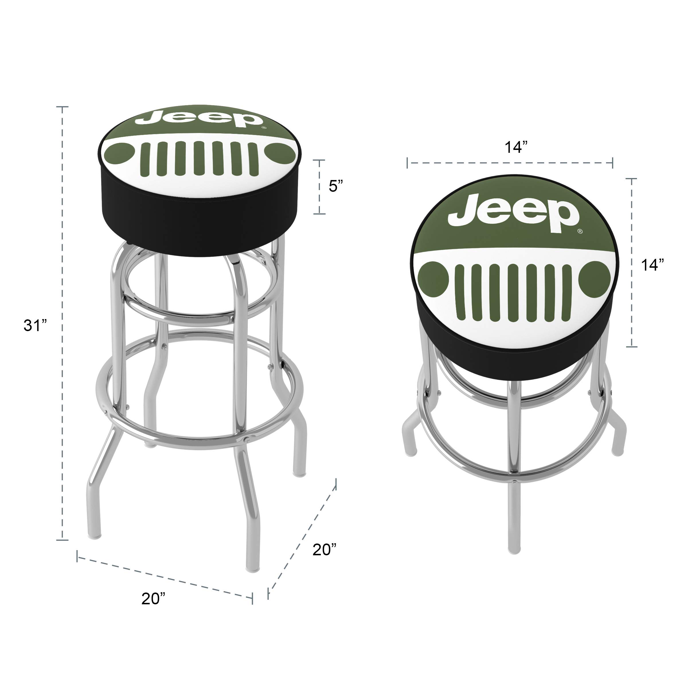 Trademark Global Bar Stool - Jeep Grille 2 Stool with Comfortable Foam Padded Seat - 360° Swivel Bar Chair for Game Room, Garage, Home Bar & Man Cave - Perfect for Sports Watching, Gaming & Entertaining