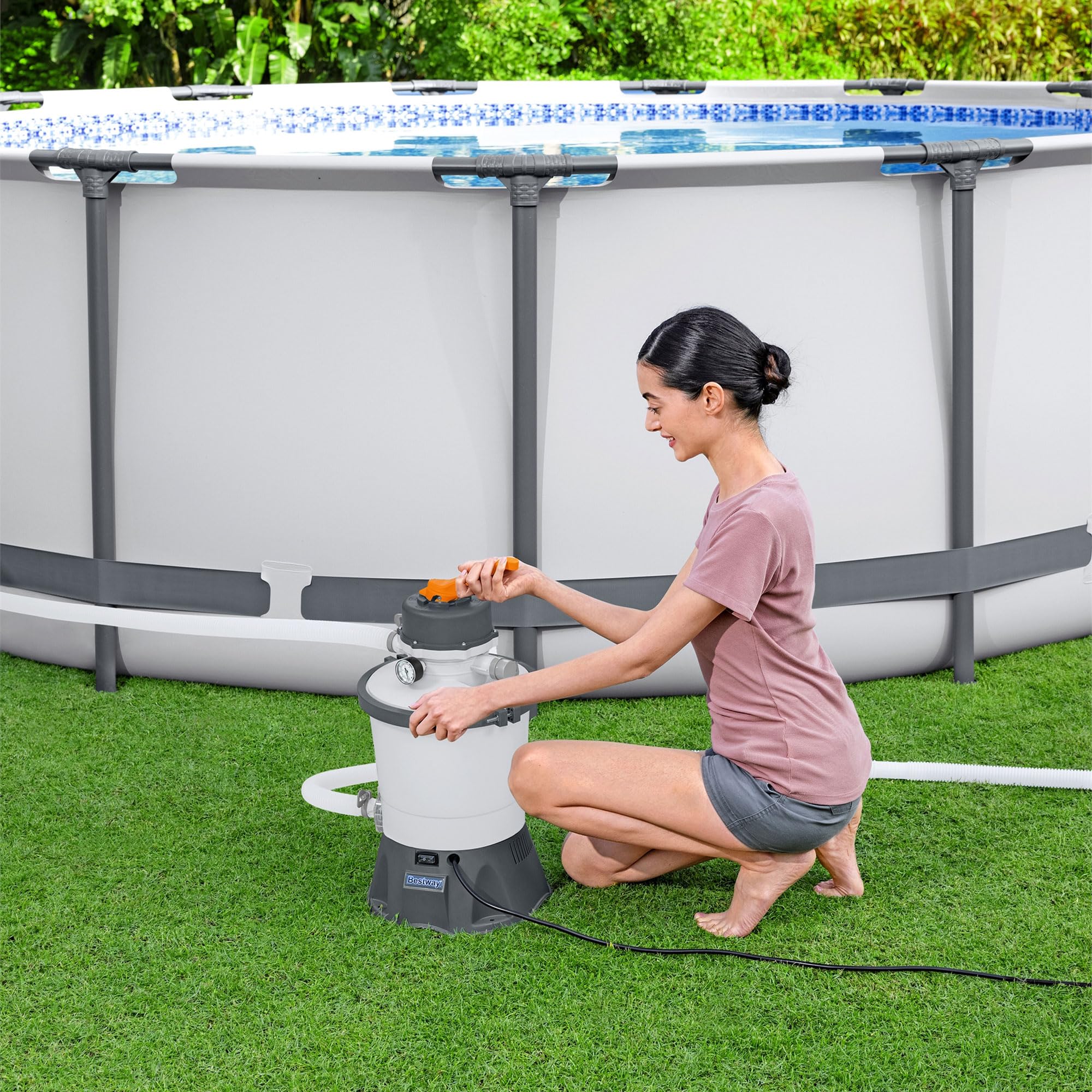 Premium Swimming Pool Filter Sand - US Silica Mystic White II & Bestway Flowclear 800G Sand Filter Pump for Above Ground Pools | Crystal Clear Water for Backyard, Inflatable & Family Pools