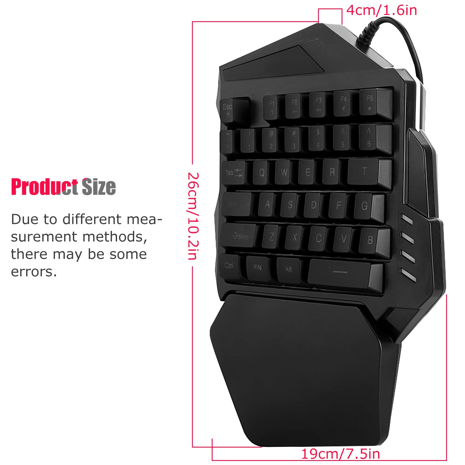 One-Handed Membrane Gaming Keyboard - 35 Keys Mini Keyboard with 5 Multimedia & FN Keys for Left-Handed Gamers | Perfect for FPS, MMO & Office Work