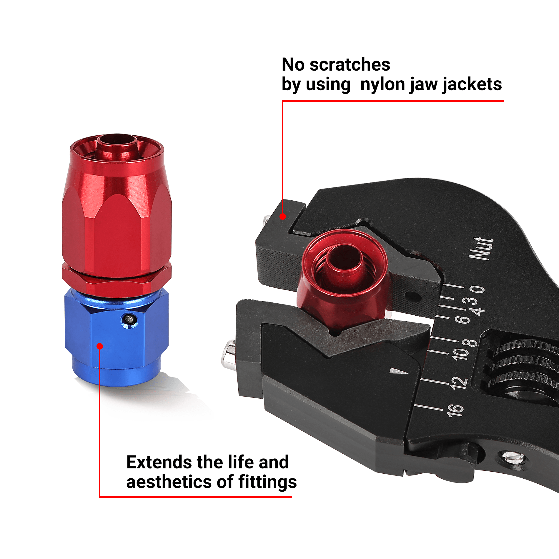EVIL ENERGY Non-Marring Adjustable AN Fitting Wrench - 3/16AN Aluminum Spanner Tool for Automotive Fuel Lines & Hydraulic Systems | Perfect for Mechanics & DIY Car Maintenance