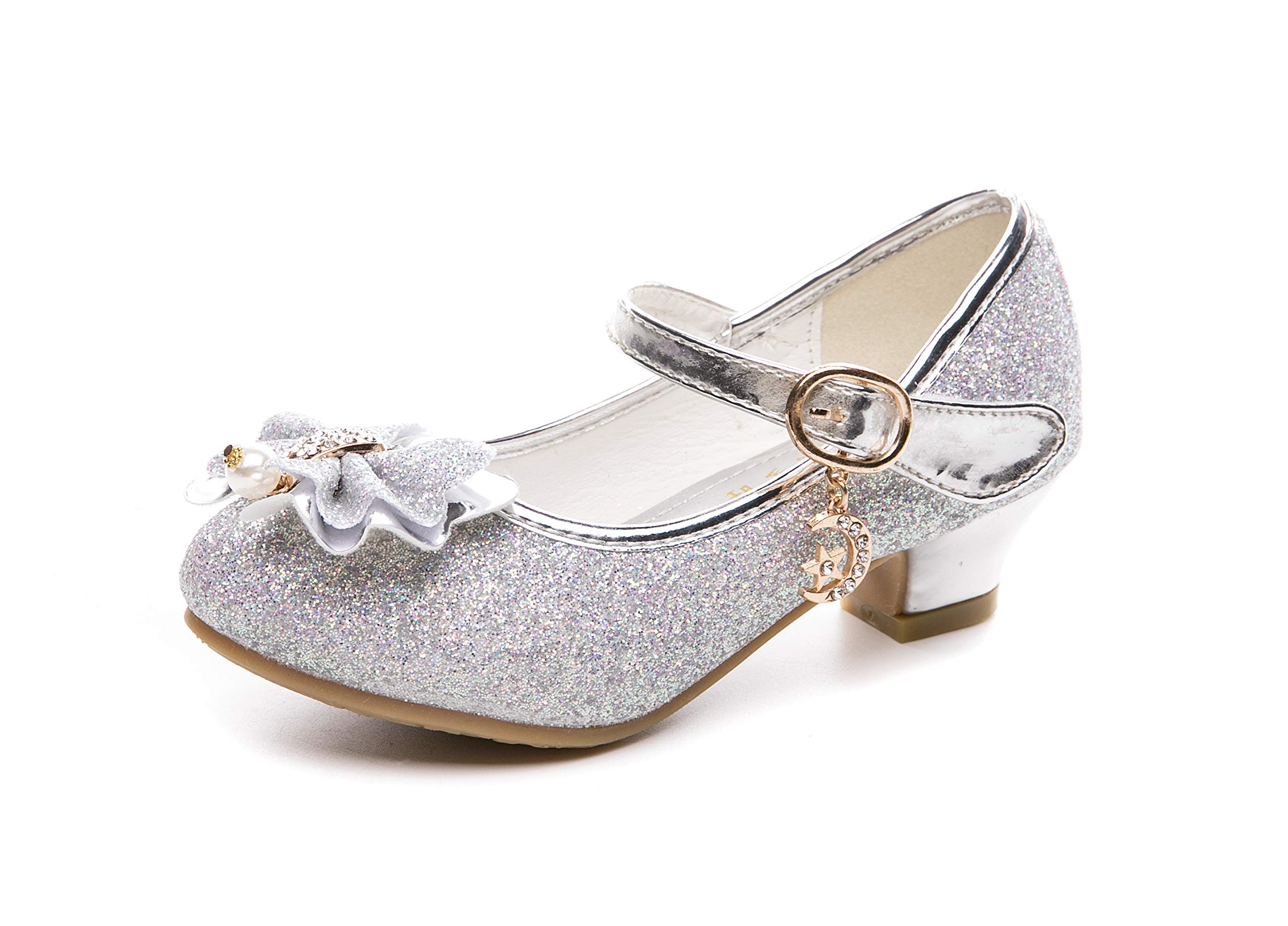 Sparkly Flower Mary Jane Pumps for Girls - Low Heel Bridesmaid & Flower Girl Shoes | Perfect for Weddings, Parties & Special Occasions