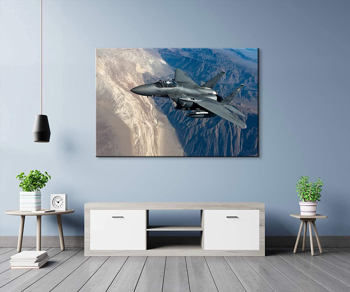 US Air Force F-15E Strike Eagle Jet Fighter Aviation Wall Art Poster - 28x40 Inch Military Decor, Airplane Pictures for Home & Office, Man Cave, Bedroom, Game Room, Bar Decor - Perfect Gift for Aviation Enthusiasts & Veterans