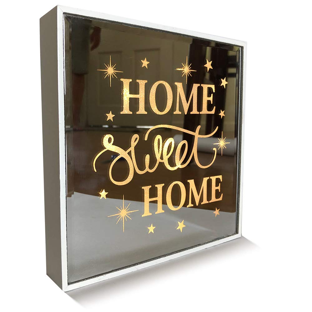 KINIA HOME Sweet HOME LED Light Up Marquee Wall Decor - Illuminated Mirror Sign for Bedroom, Living Room & Party Decorations