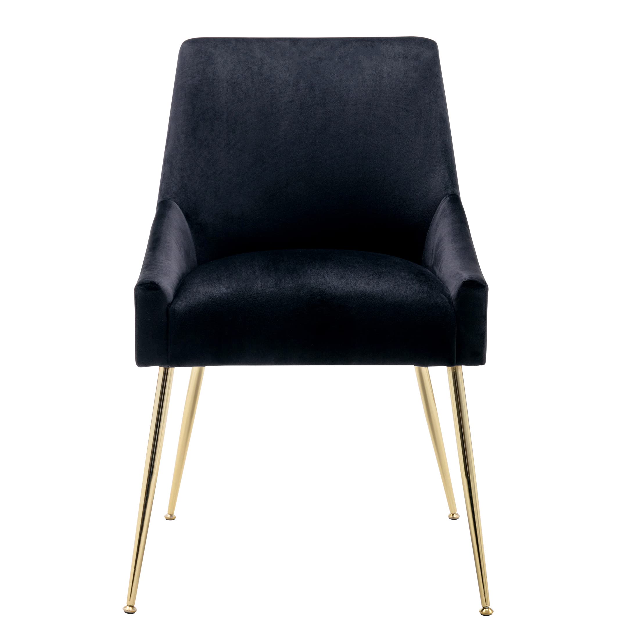 2-Piece Velvet Upholstered Accent Chairs with Metal Legs - Modern Indoor Furniture for Living Room, Dining Room, Bedroom, Office & Home Decor (Black) - Perfect for Lounge Seating, Reading Nook & Guest Accommodation