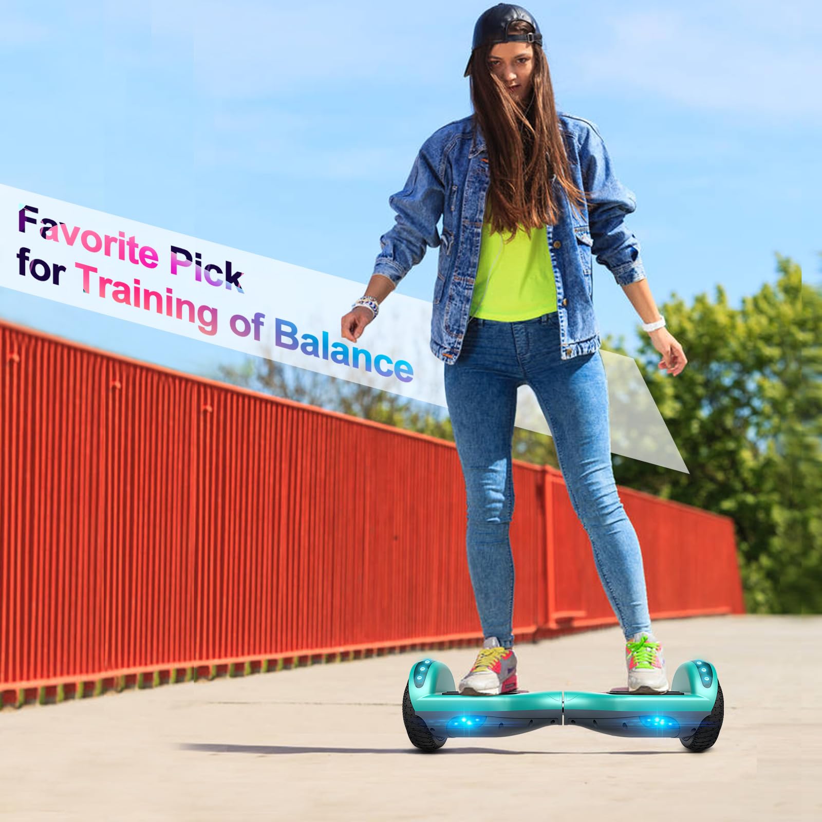 6.5 Inch Self Balancing Hoverboard with Bluetooth & LED Lights - Electric Scooter for Kids & Teens - Perfect for Commuting, Campus Rides & Outdoor Fun