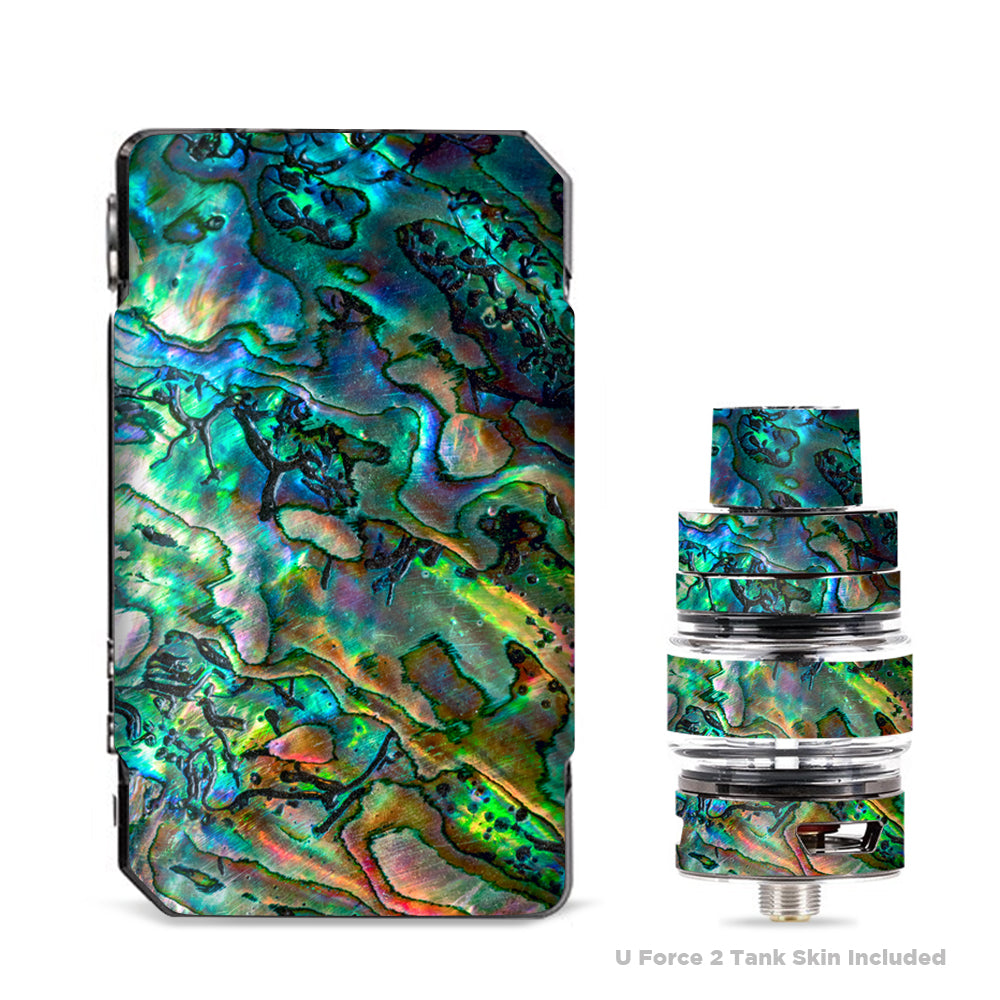 VooPoo Drag 2 Custom Skin - Abalone Shell Swirl Design with Neon Green Opalescent Finish | Durable Protective Cover for Vaping Enthusiasts | Perfect for Home Use, Travel & Vape Shops