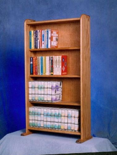 Solid Oak CD Racks Cabinet - Organize DVDs, VHS Tapes, Books & More - Model 407 DVD/VHS Storage for Home & Office Media Organization