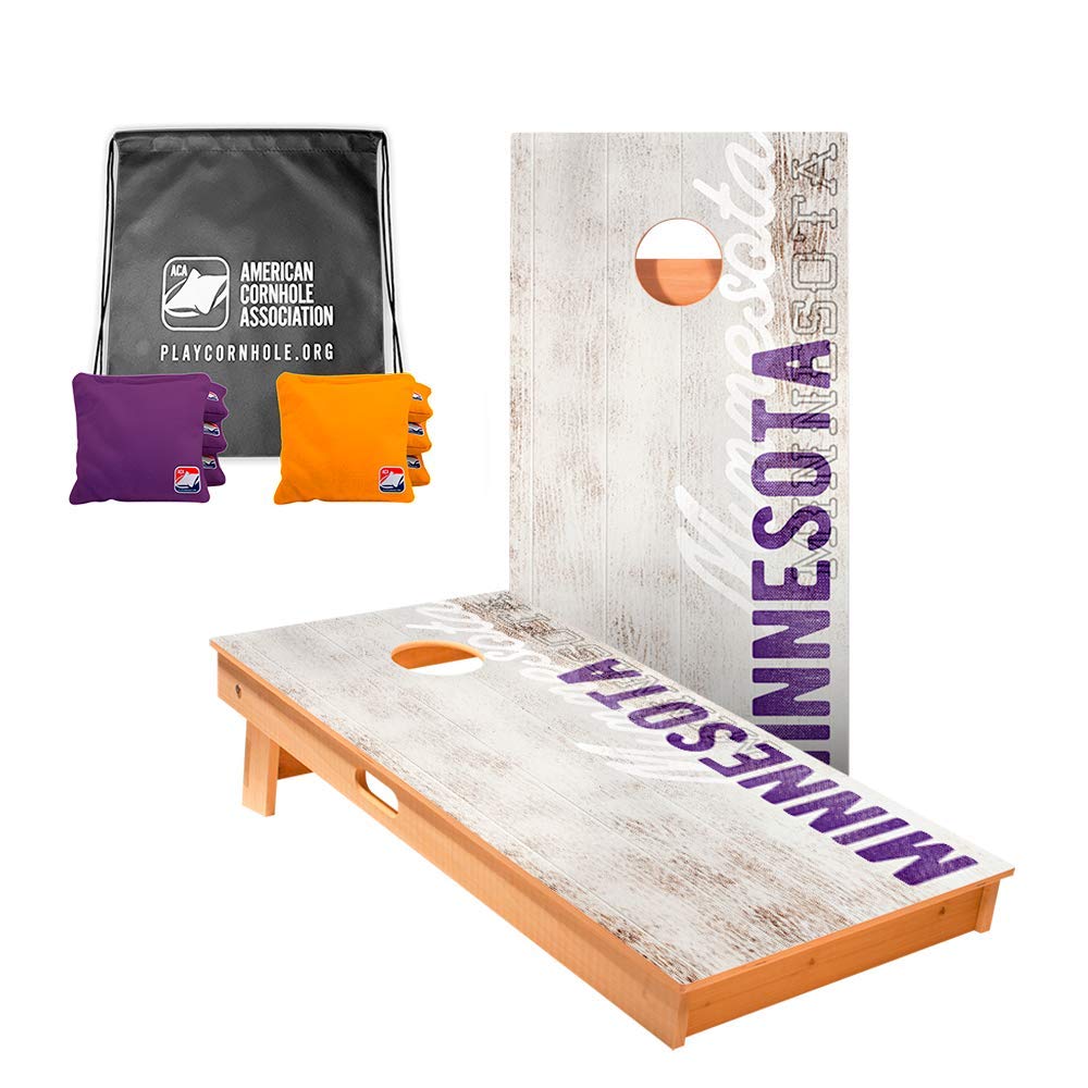 ACA American Cornhole Association Star State Professional Cornhole Boards Set with 8 Corn-Filled Bags & Nylon Tote - Regulation Size for Backyard, Tailgating, and Outdoor Parties
