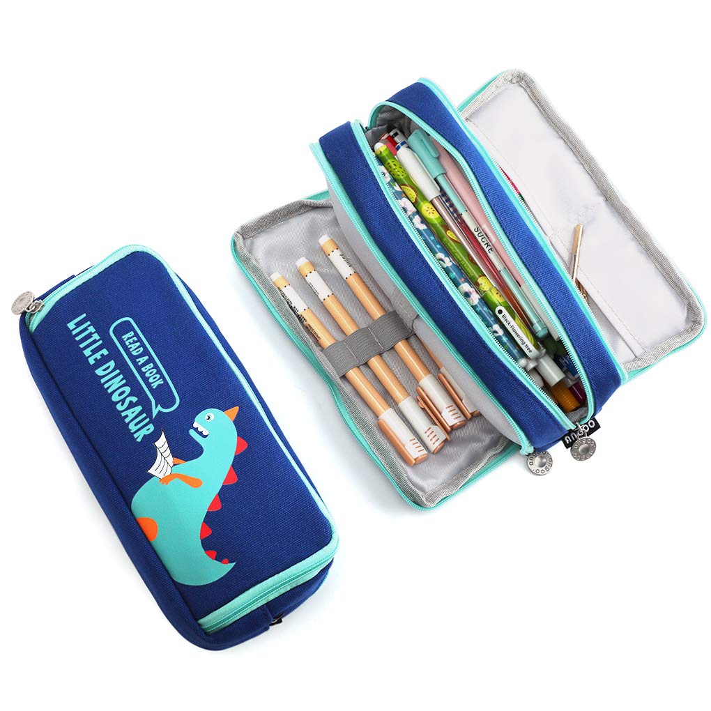 Rolin Roly Large Capacity 3-Layer Canvas Pencil Case - Cute Zippered Pen Organizer for School, Office & Travel | Perfect for Adults, Students & Makeup Storage