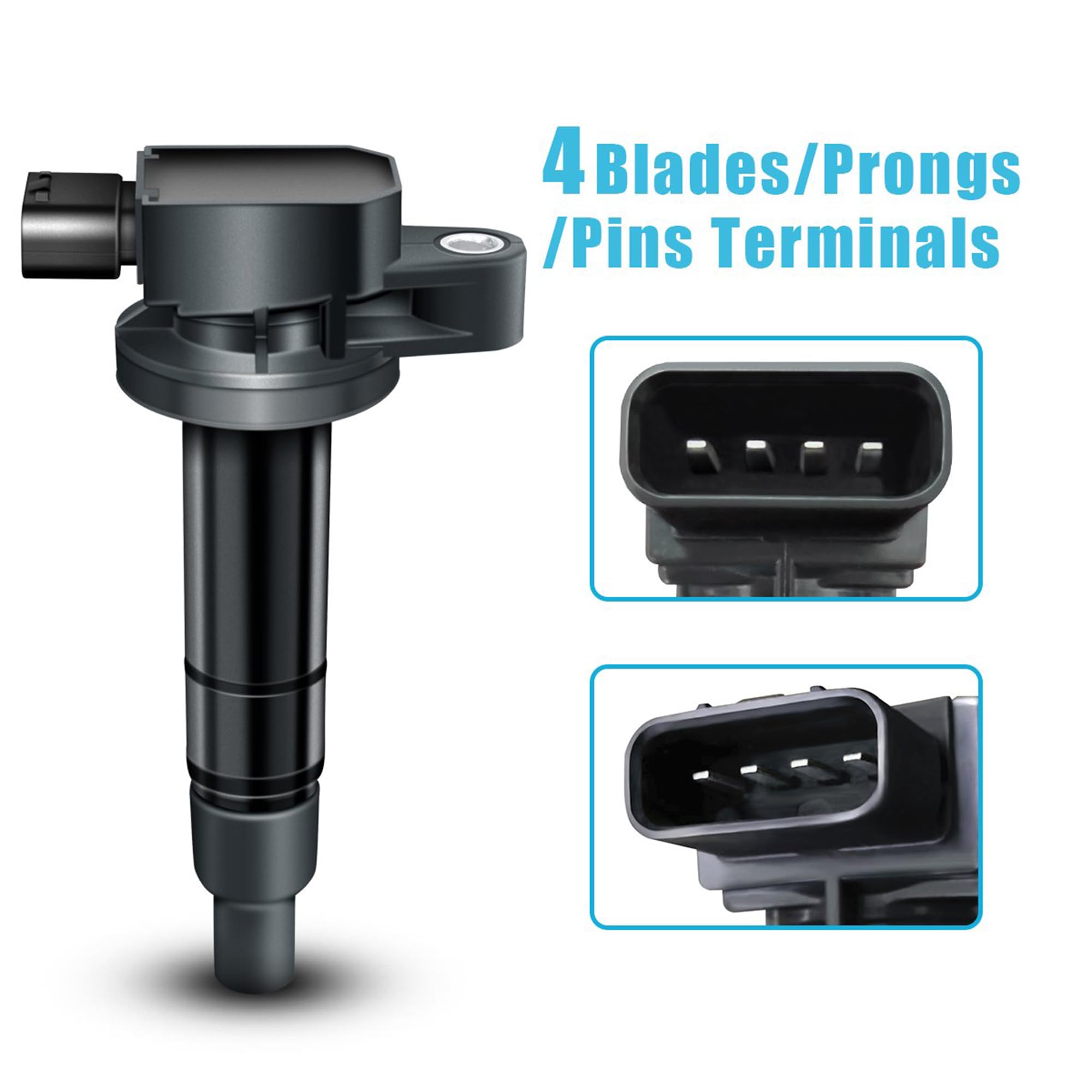 MAS Set of 4 High Performance Ignition Coils - Compatible with 2000-2014 Toyota Echo, xB, Scion xA, Prius C, Yaris - Replaces UF316, 5C1293, C1304, UF316T, 90080-19021, 90919-02240, 6731306, GN10312 - Perfect for Engine Tune-Ups & Smooth Acceleration
