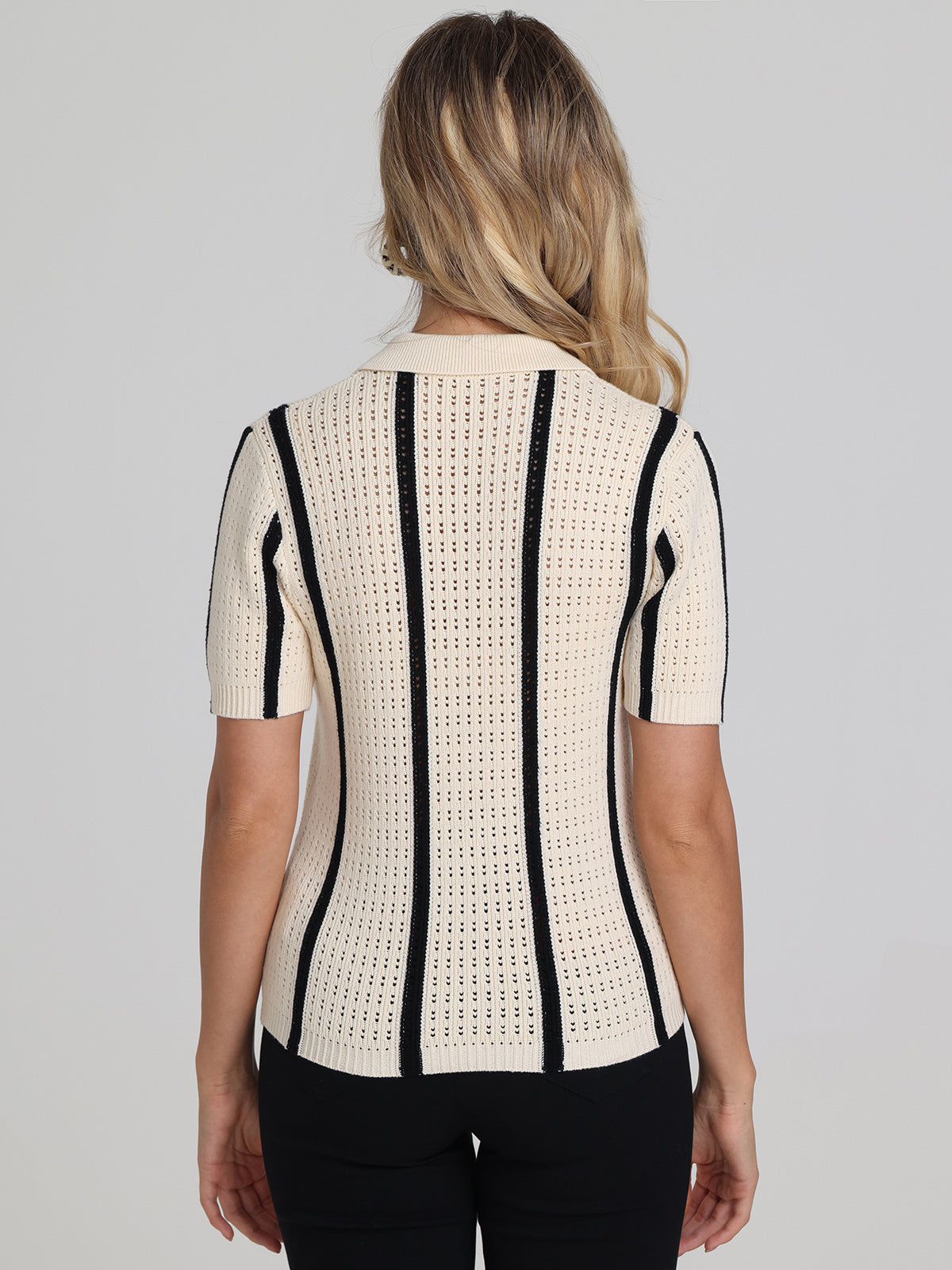 Jada Women's Stripe Polo Button Down Shirt - Casual Office Wear & Summer Fashion Top