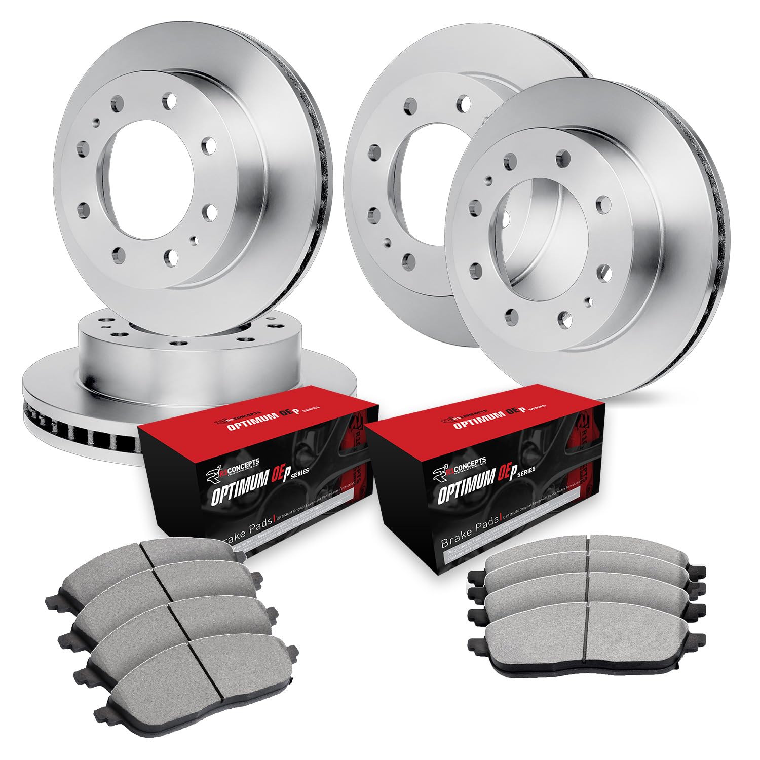R1 Concepts Premium Front & Rear Brake Pads and Rotors Kit - CEB.48027.04 | OE Replacement Brake System | Perfect for Daily Driving, Performance Cars & Trucks