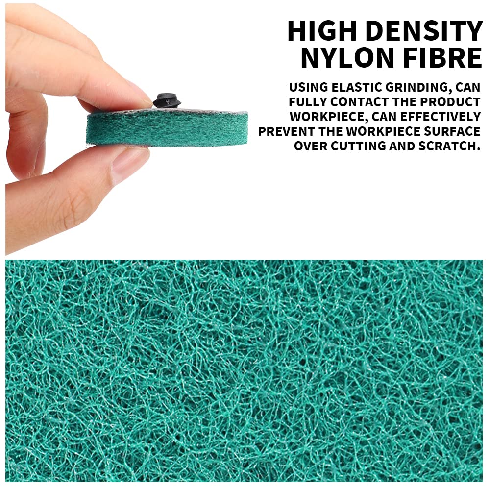 3 Inch Scrubber Scouring Pads Cleaning Kit - 10Pcs 180Grit Nylon Roll Lock Disc for Die Grinder Drill - Quick Change Surface Conditioning Sanding Discs for Tub, Tile, Metal & Wood Cleaning - Rust Removal & Surface Restoration - Perfect for Home Improvement, Auto Repair & DIY Projects