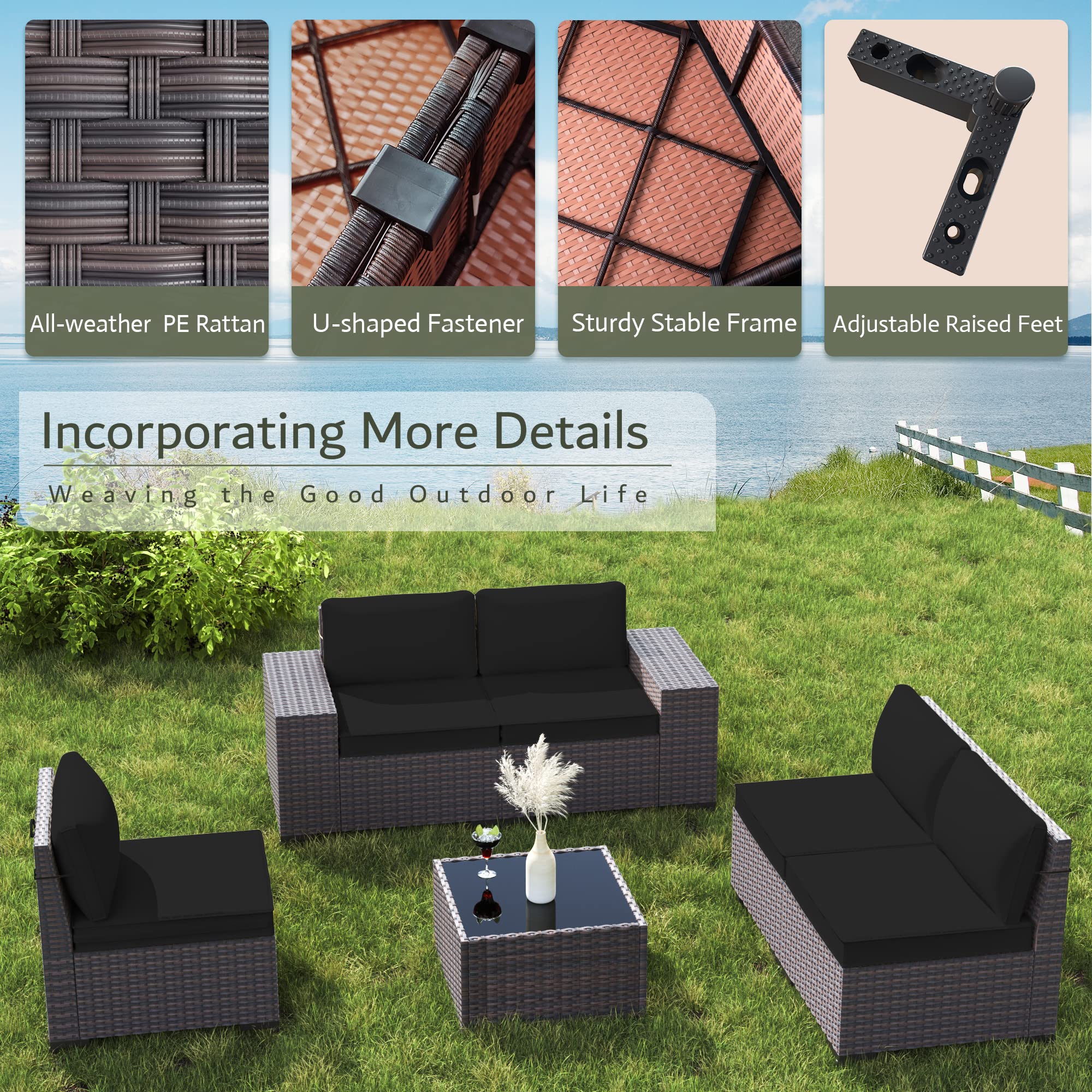 7-Piece Outdoor Patio Furniture Set with 43