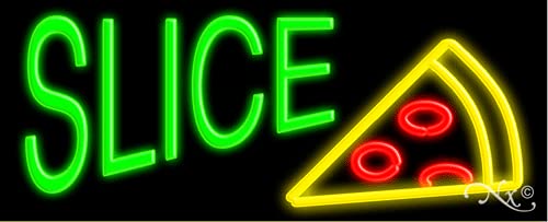 Authentic USA-Made Pizza by The Slice Glass Neon Sign #10125 – Perfect for Pizzerias, Bars & Retro Home Decor
