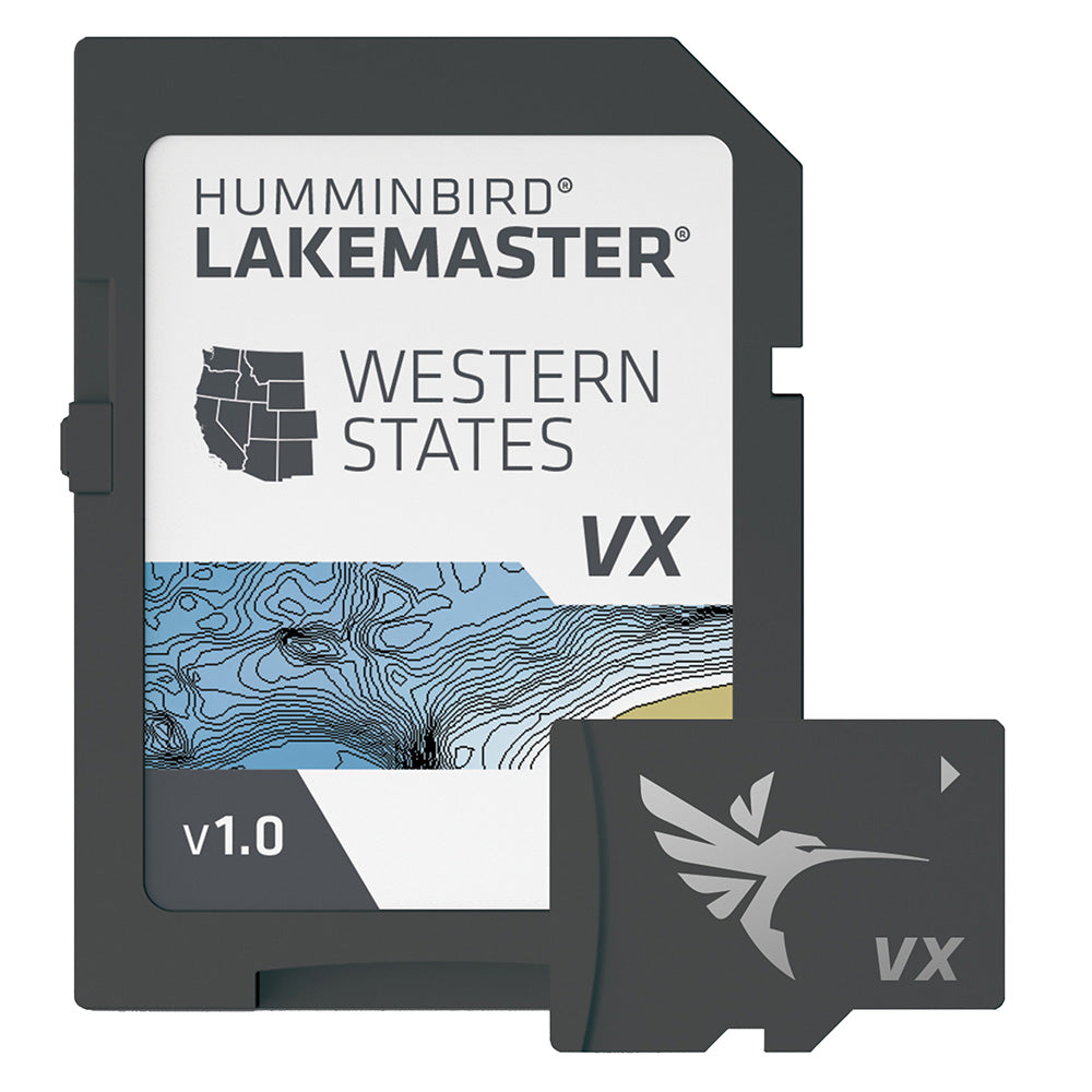 Humminbird Lakemaster VX Western States GPS Fishing Map Card - Detailed Lake Maps for Bass, Walleye & Trout Fishing in Western US Lakes
