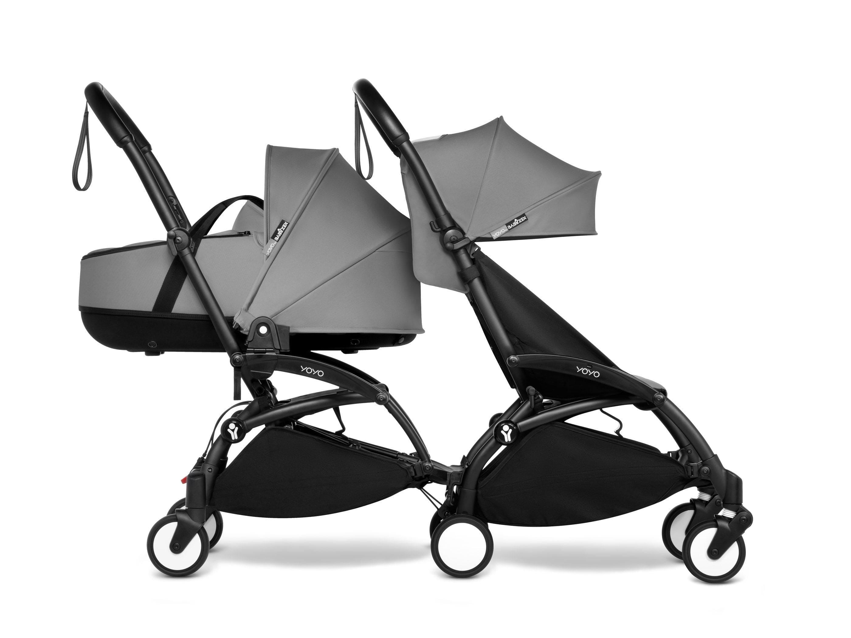 Stokke YOYO 3 Double Stroller for Twins - 6+ Months Front Seat with Bassinet Back - Lightweight Compact Travel Stroller for City Walks & Airplane Travel