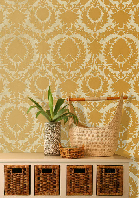 Handmade Silk Road Suzani Wall Stencil - Traditional Floral Pattern for DIY Home Decor, Wall Painting & Boho Interior Design