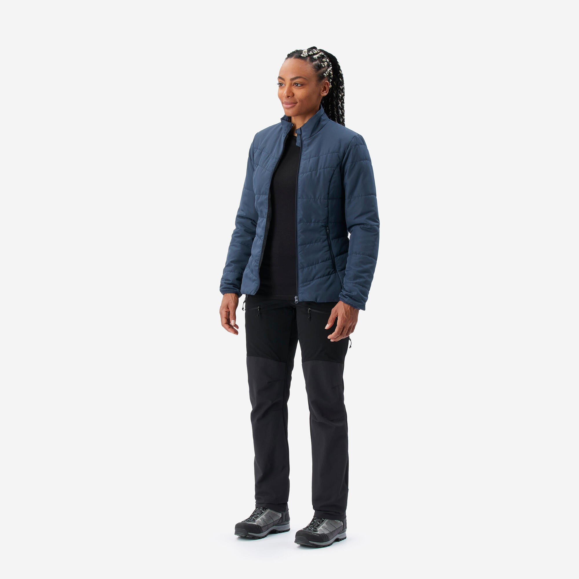 Forclaz Women's Synthetic Insulated Mountain Backpacking Jacket with Padding - Lightweight, Water-Resistant for Hiking & Outdoor Adventures (32°F/0°C Rating) - Perfect for Camping, Trekking & Cold Weather Activities